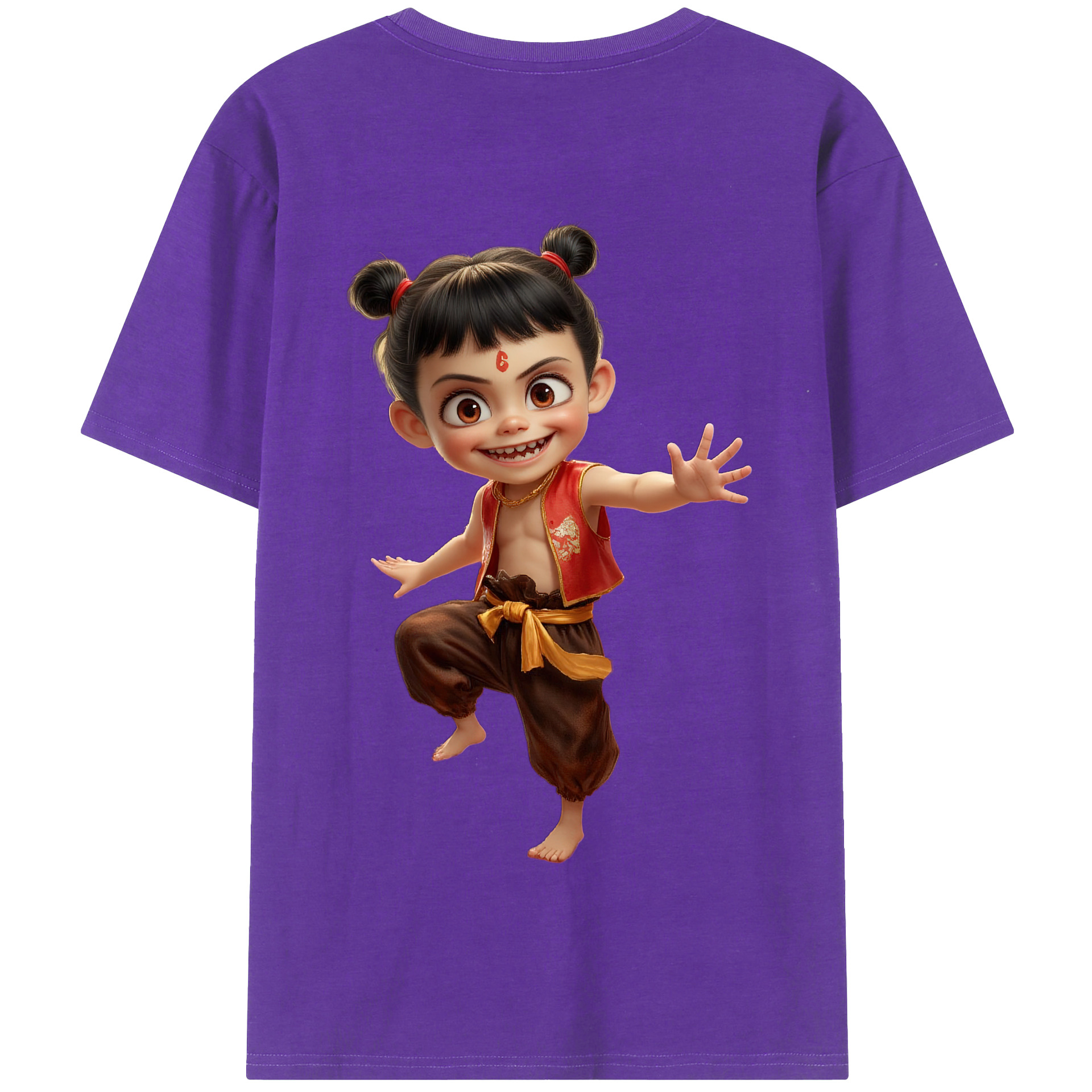 （画像用） Ne Zha 2 ナタ 魔童の大暴れ 綿100％半袖Tシャツ（背面プリント）