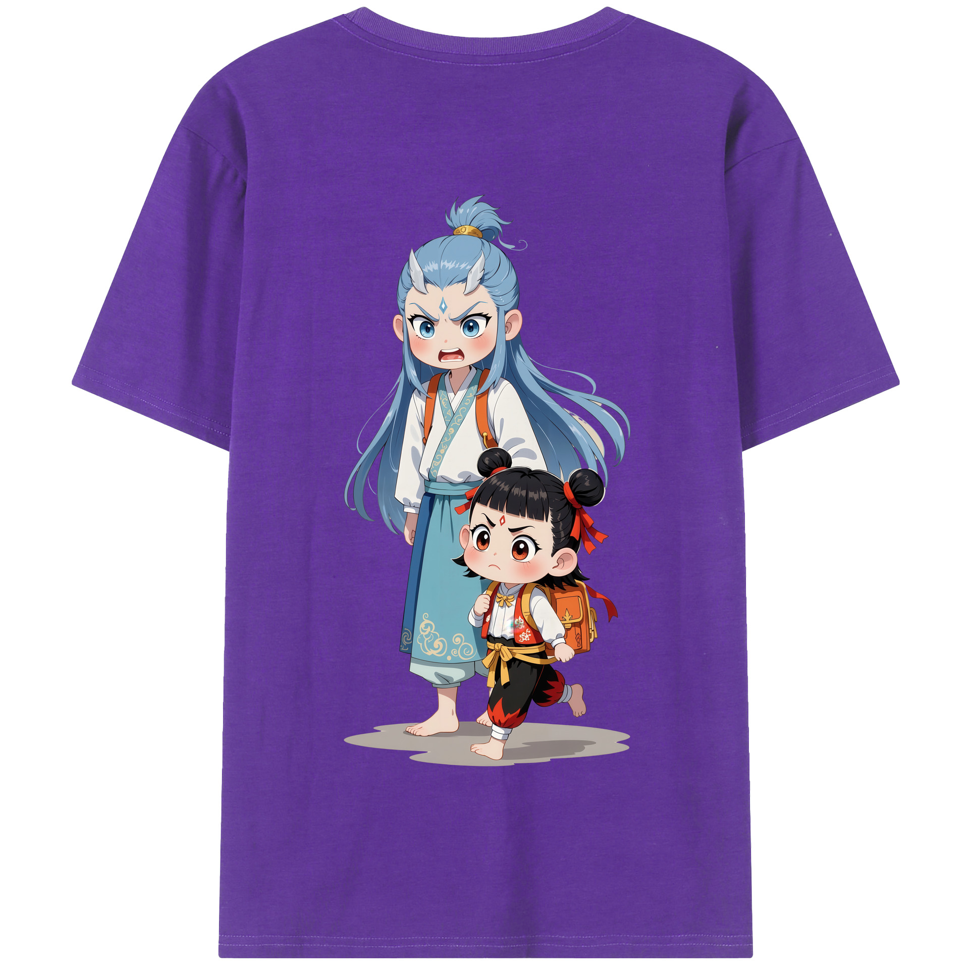 （画像用） Ne Zha 2 ナタ 魔童の大暴れ 綿100％半袖Tシャツ（背面プリント）