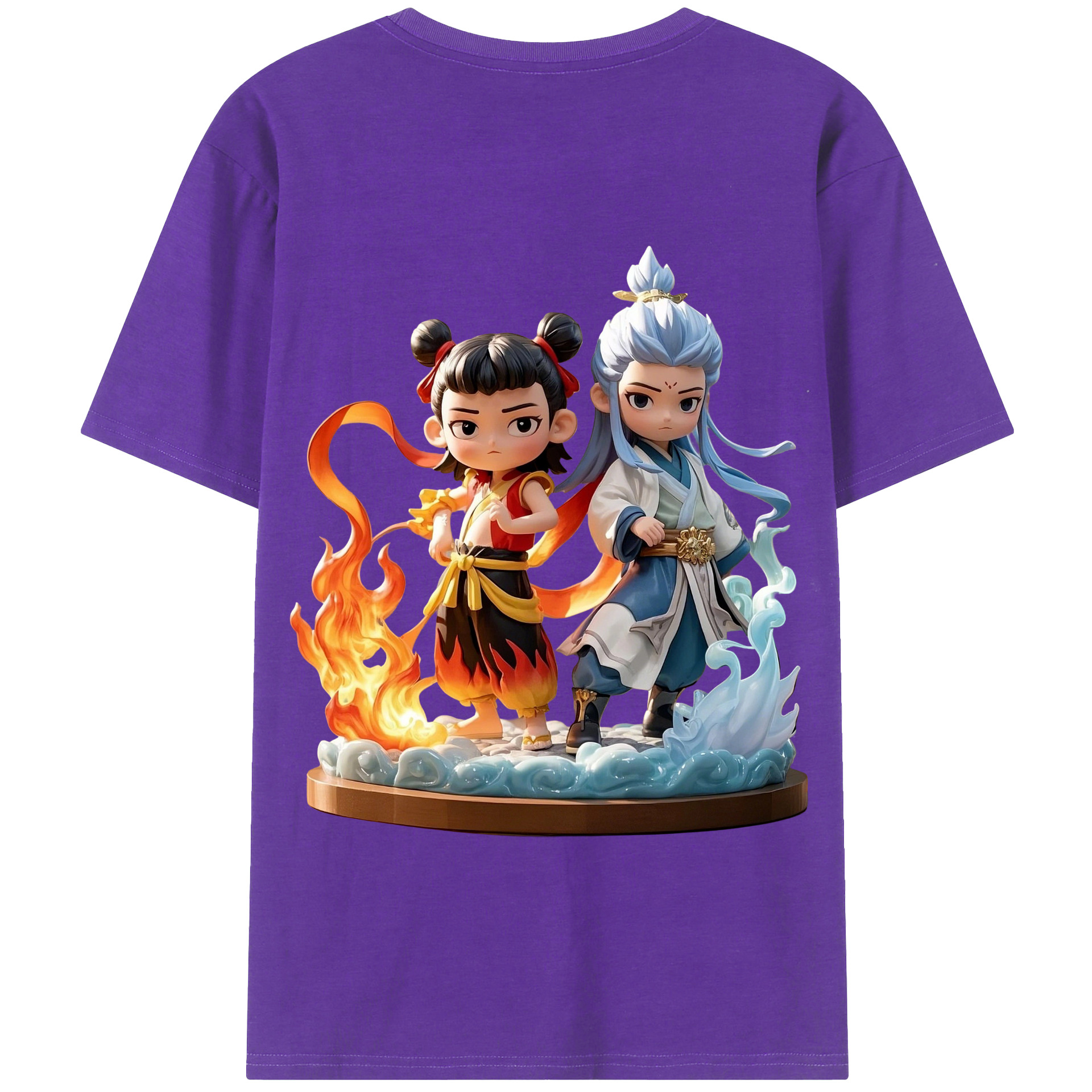 （画像用） Ne Zha 2 ナタ 魔童の大暴れ 綿100％半袖Tシャツ（背面プリント）