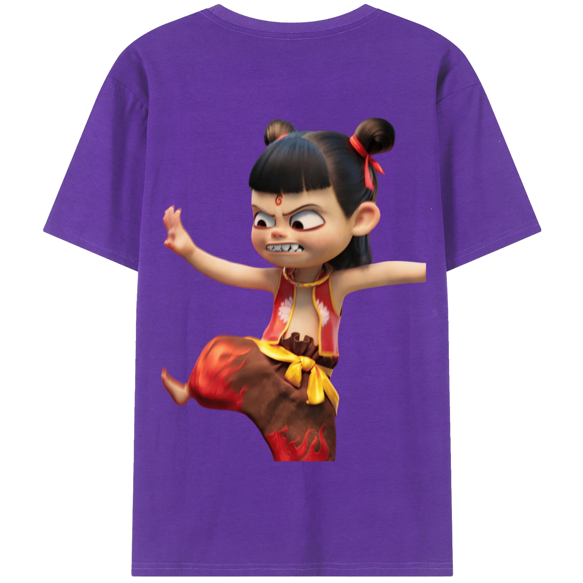 （画像用） Ne Zha 2 ナタ 魔童の大暴れ 綿100％半袖Tシャツ（背面プリント）