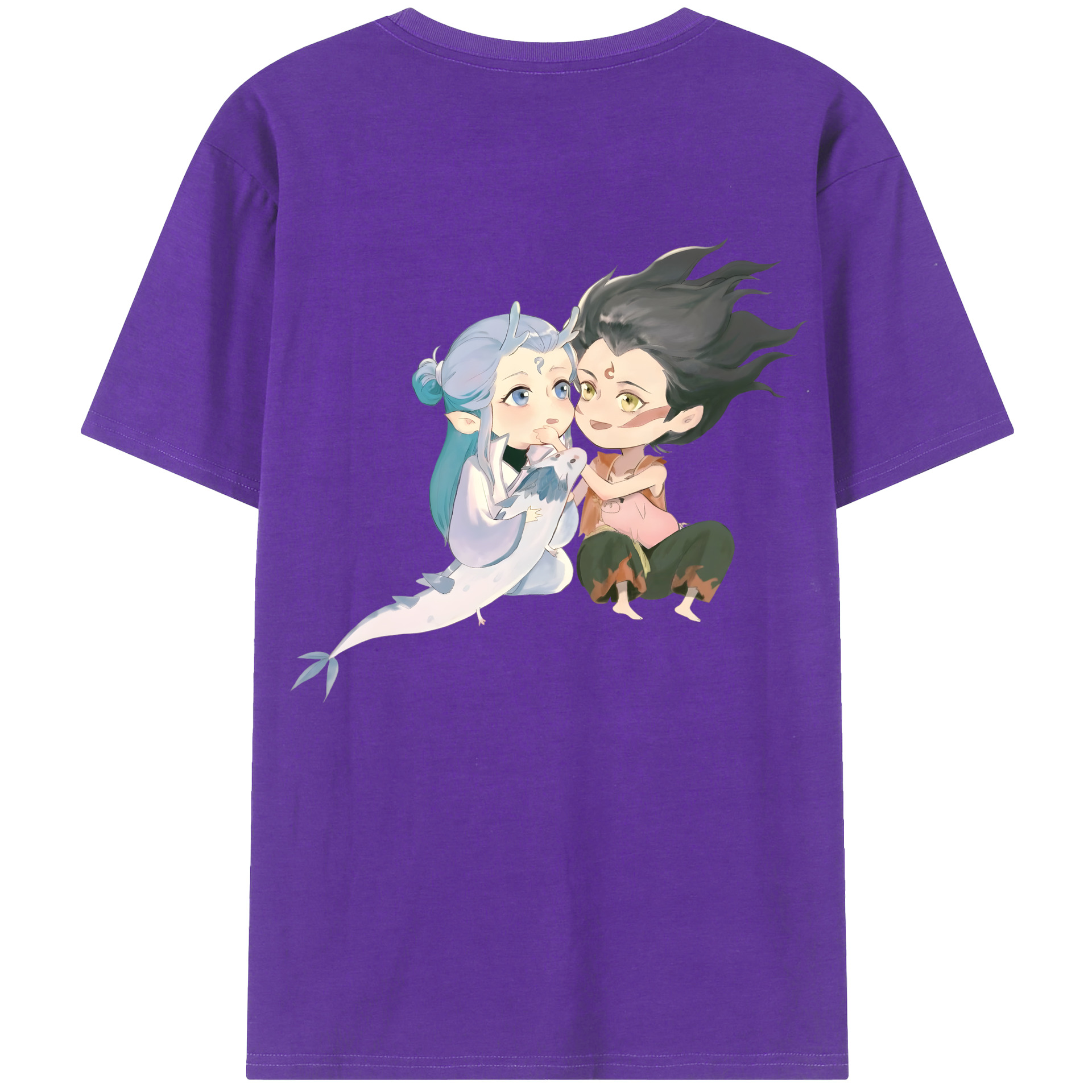 （画像用） Ne Zha 2 ナタ 魔童の大暴れ 綿100％半袖Tシャツ（背面プリント）