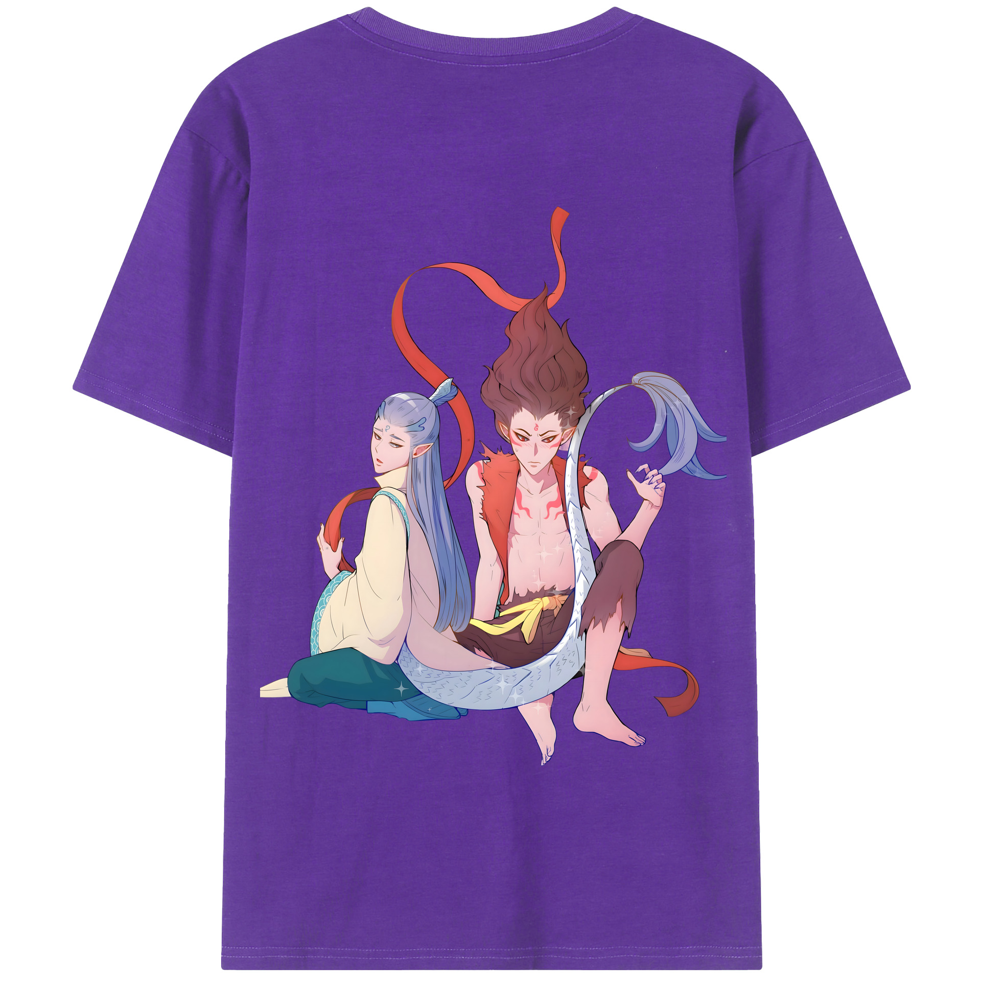 （画像用） Ne Zha 2 ナタ 魔童の大暴れ 綿100％半袖Tシャツ（背面プリント）