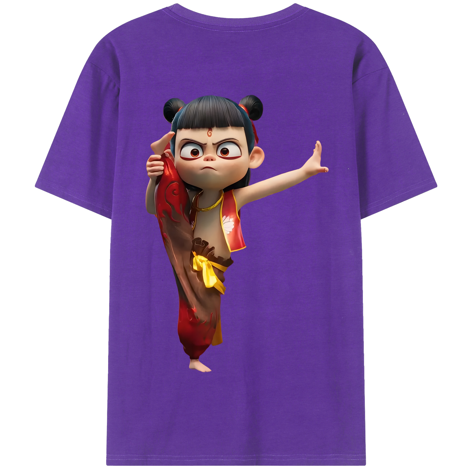 （画像用） Ne Zha 2 ナタ 魔童の大暴れ 綿100％半袖Tシャツ（背面プリント）