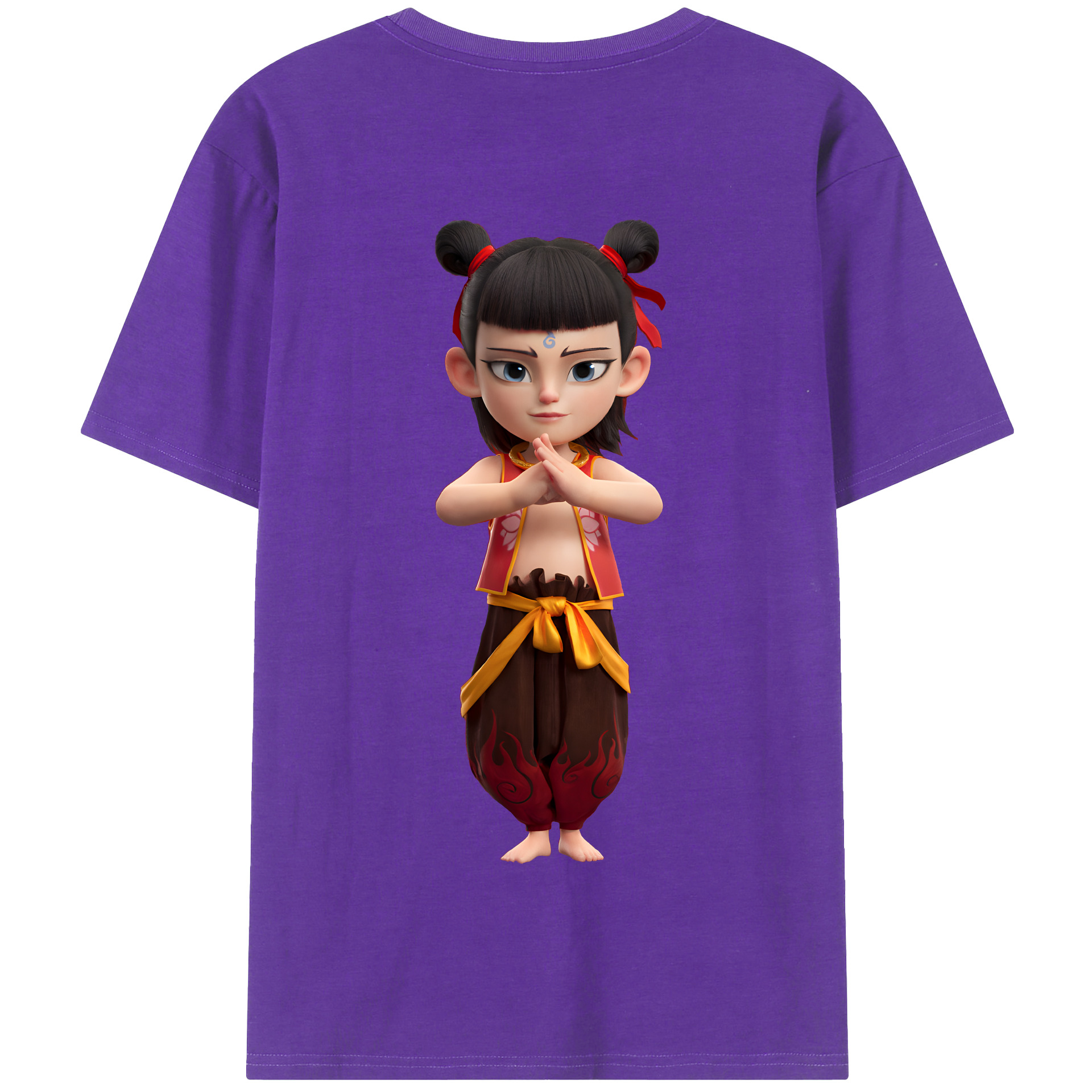（画像用） Ne Zha 2 ナタ 魔童の大暴れ 綿100％半袖Tシャツ（背面プリント）