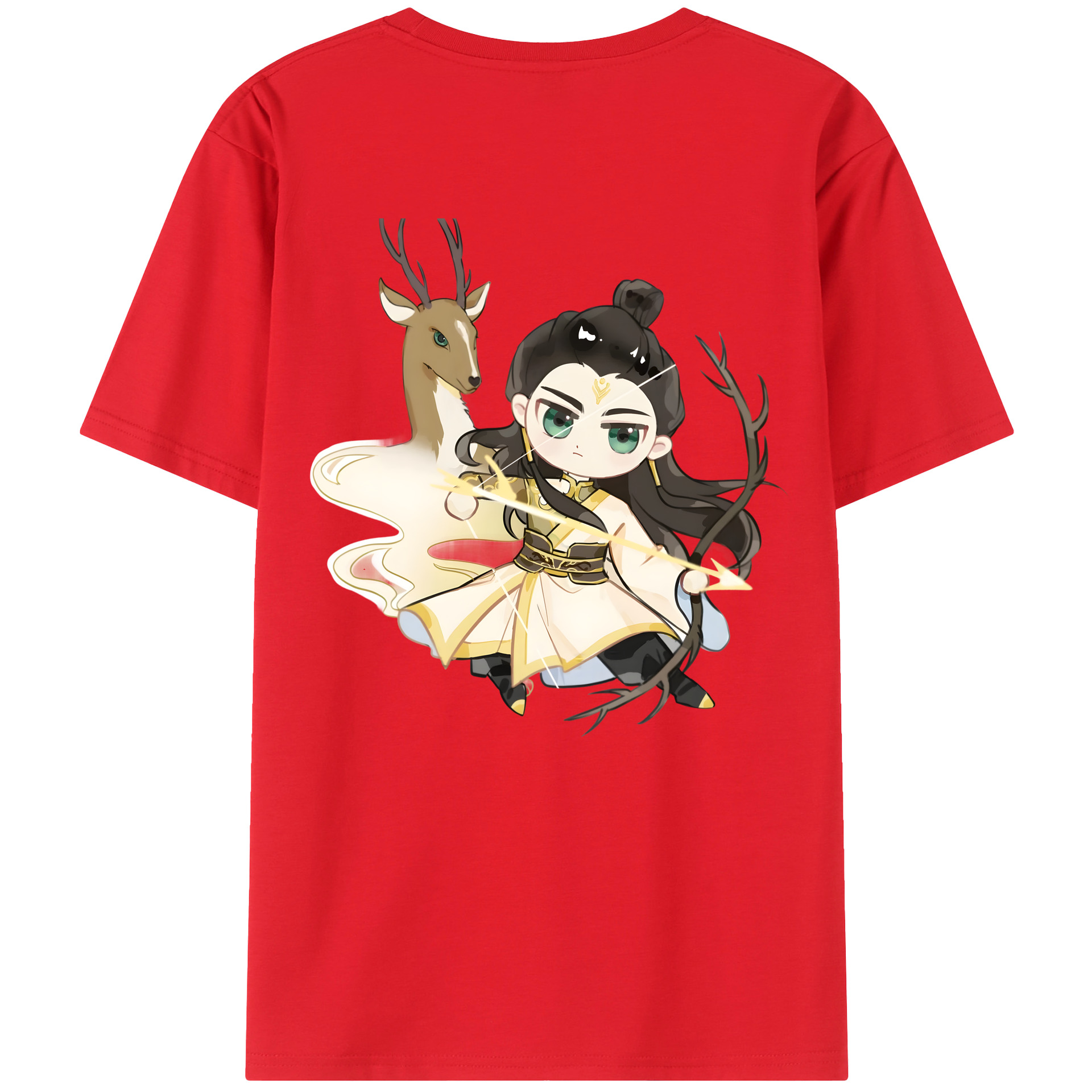（画像用） Ne Zha 2 ナタ 魔童の大暴れ 綿100％半袖Tシャツ（背面プリント）