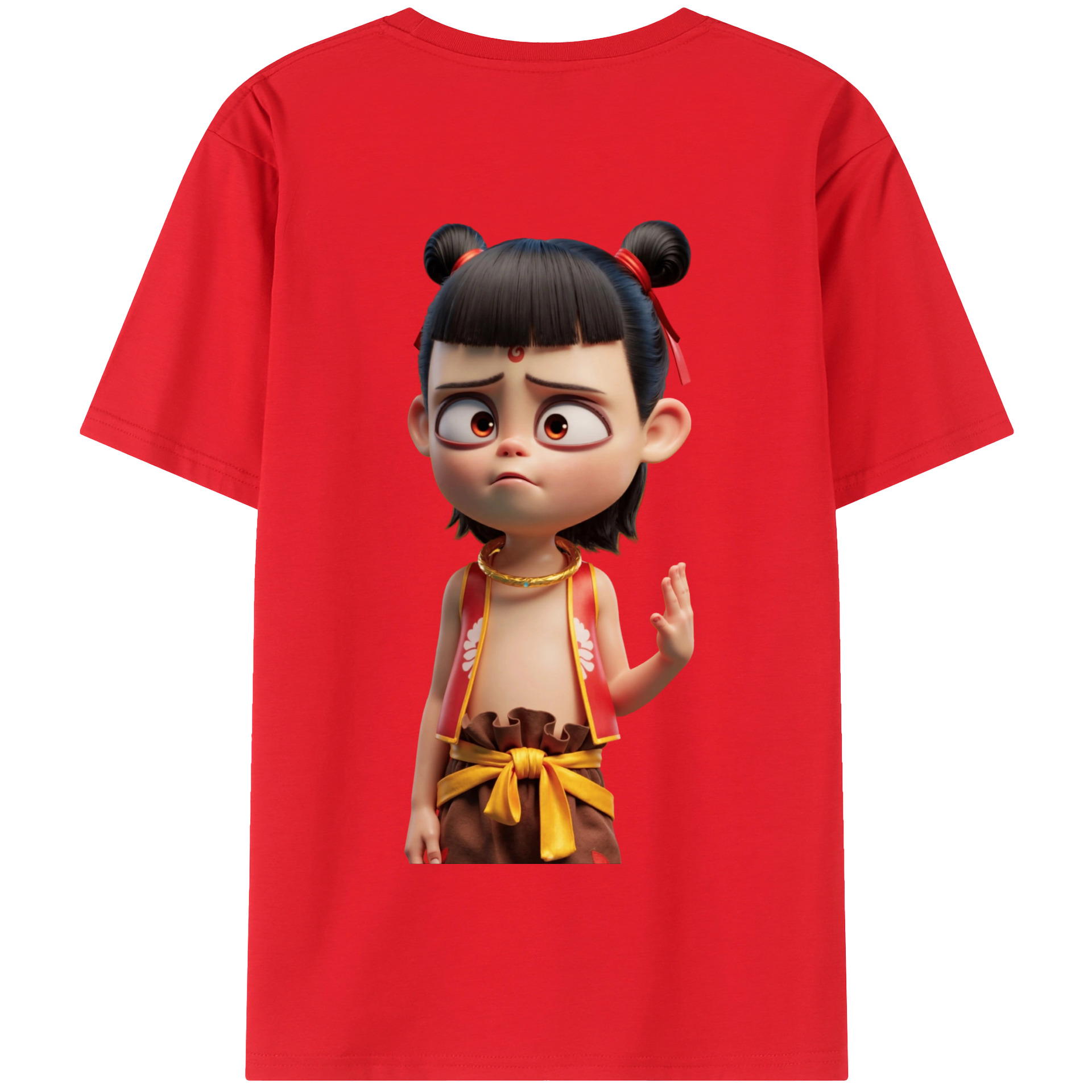 （画像用） Ne Zha 2 ナタ 魔童の大暴れ 綿100％半袖Tシャツ（背面プリント）