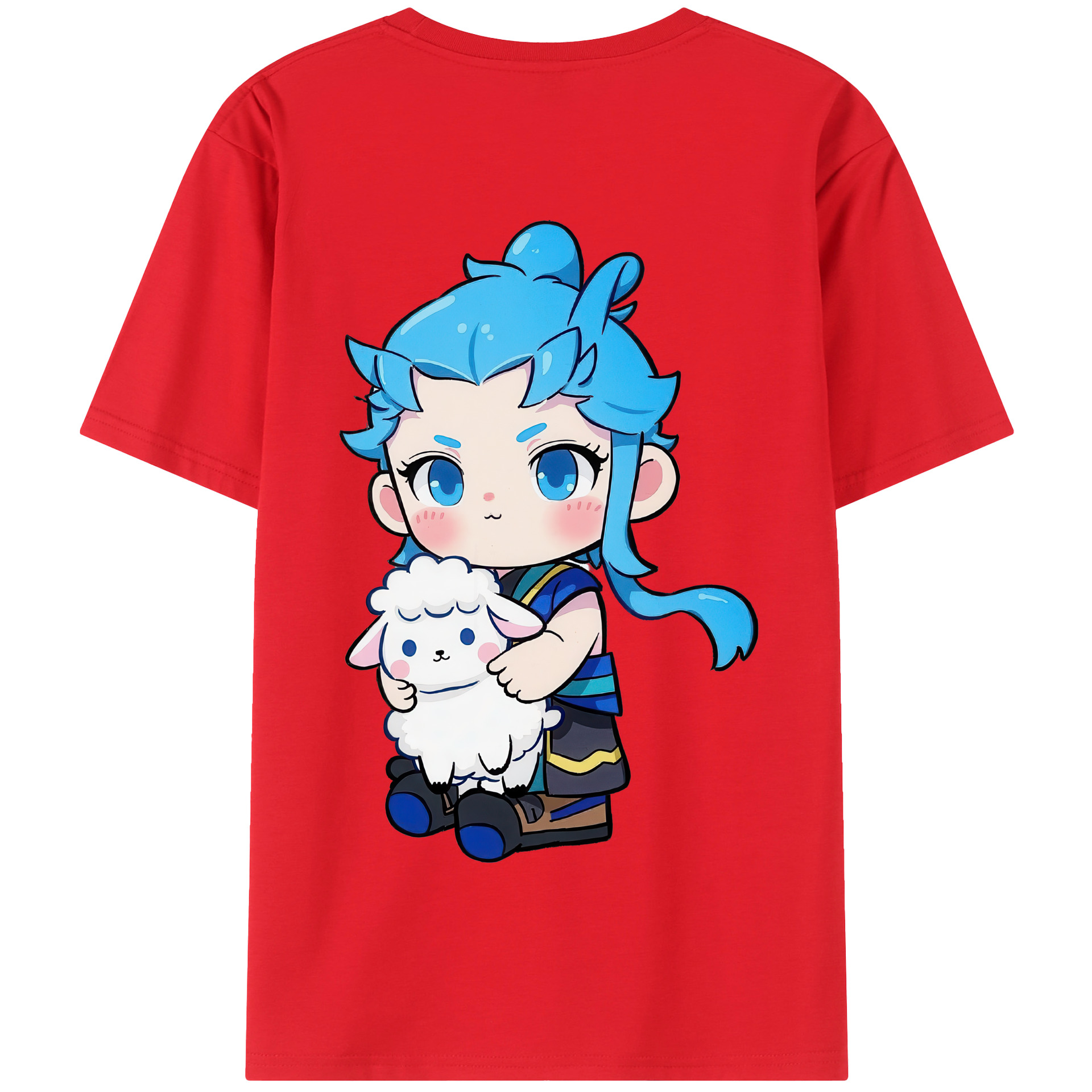 （画像用） Ne Zha 2 ナタ 魔童の大暴れ 綿100％半袖Tシャツ（背面プリント）