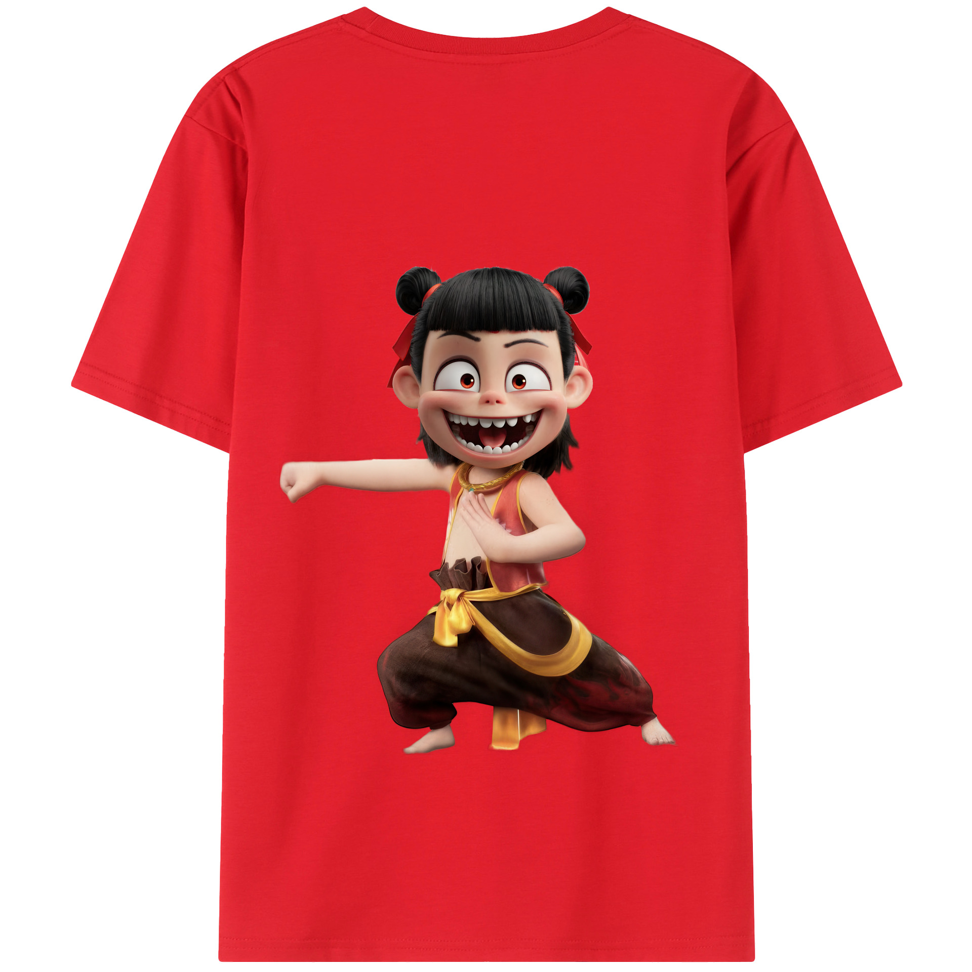 （画像用） Ne Zha 2 ナタ 魔童の大暴れ 綿100％半袖Tシャツ（背面プリント）
