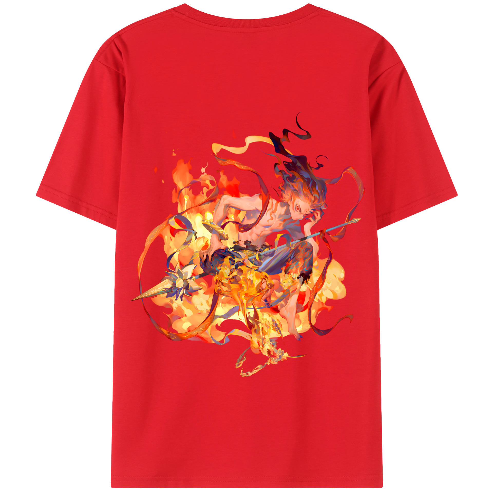 （画像用） Ne Zha 2 ナタ 魔童の大暴れ 綿100％半袖Tシャツ（背面プリント）