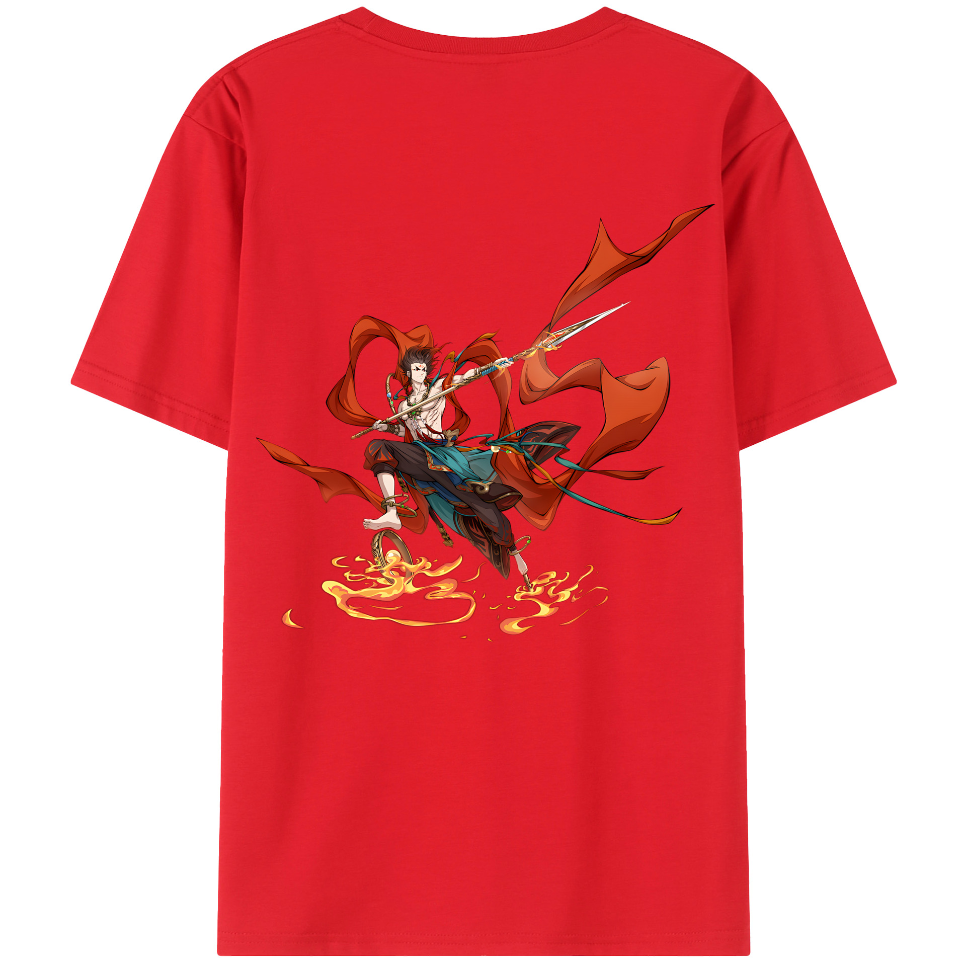 （画像用） Ne Zha 2 ナタ 魔童の大暴れ 綿100％半袖Tシャツ（背面プリント）