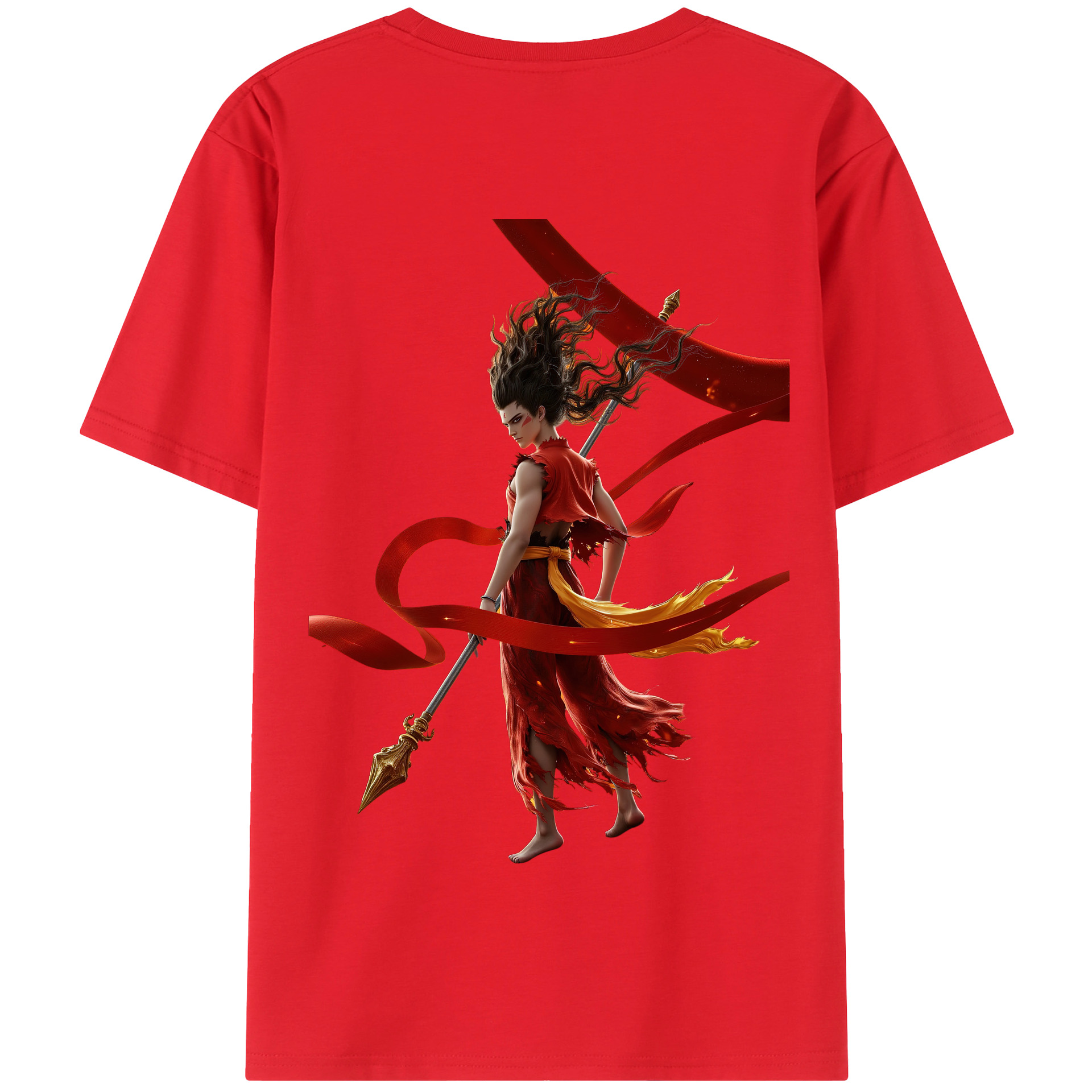 （画像用） Ne Zha 2 ナタ 魔童の大暴れ 綿100％半袖Tシャツ（背面プリント）