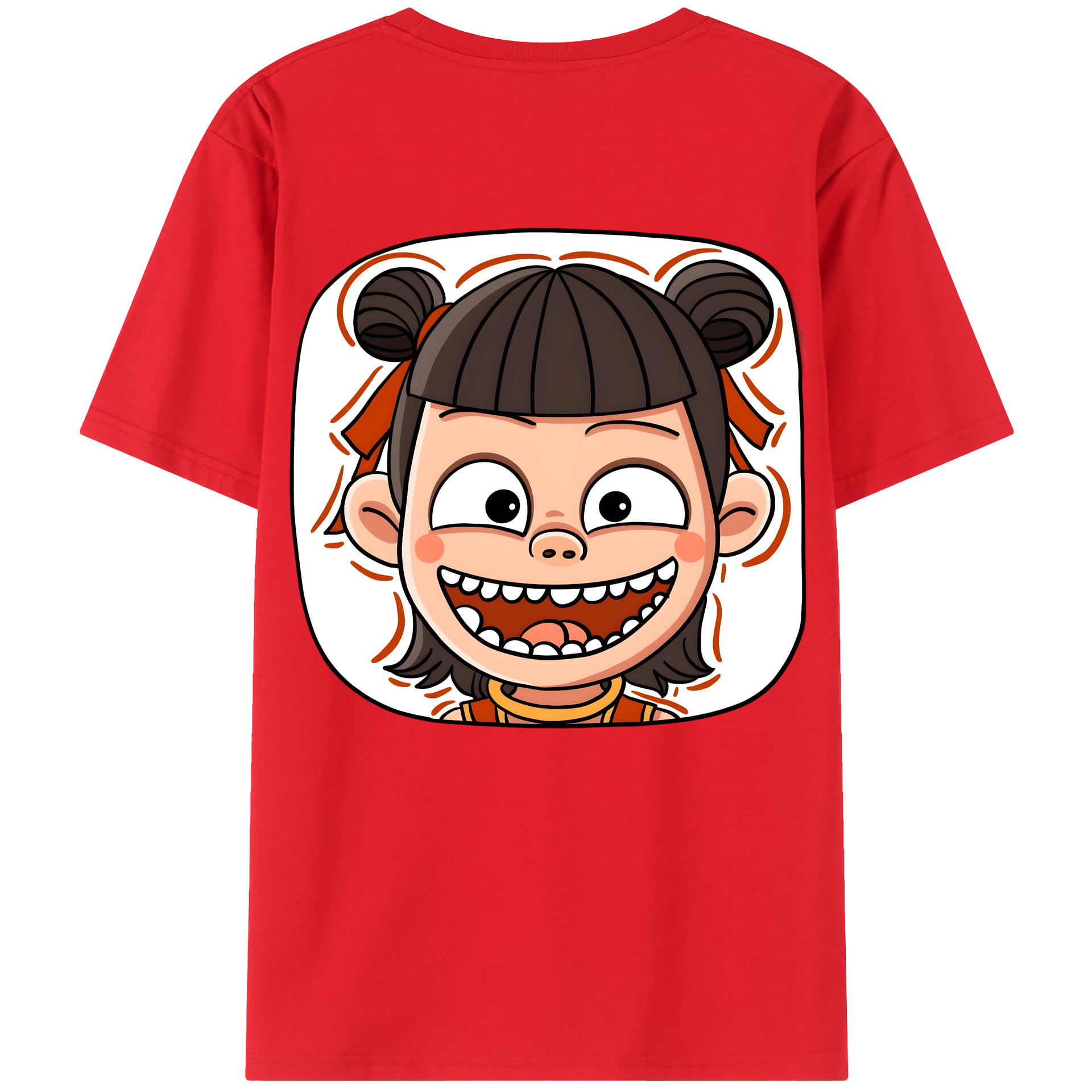 （画像用） Ne Zha 2 ナタ 魔童の大暴れ 綿100％半袖Tシャツ（背面プリント）