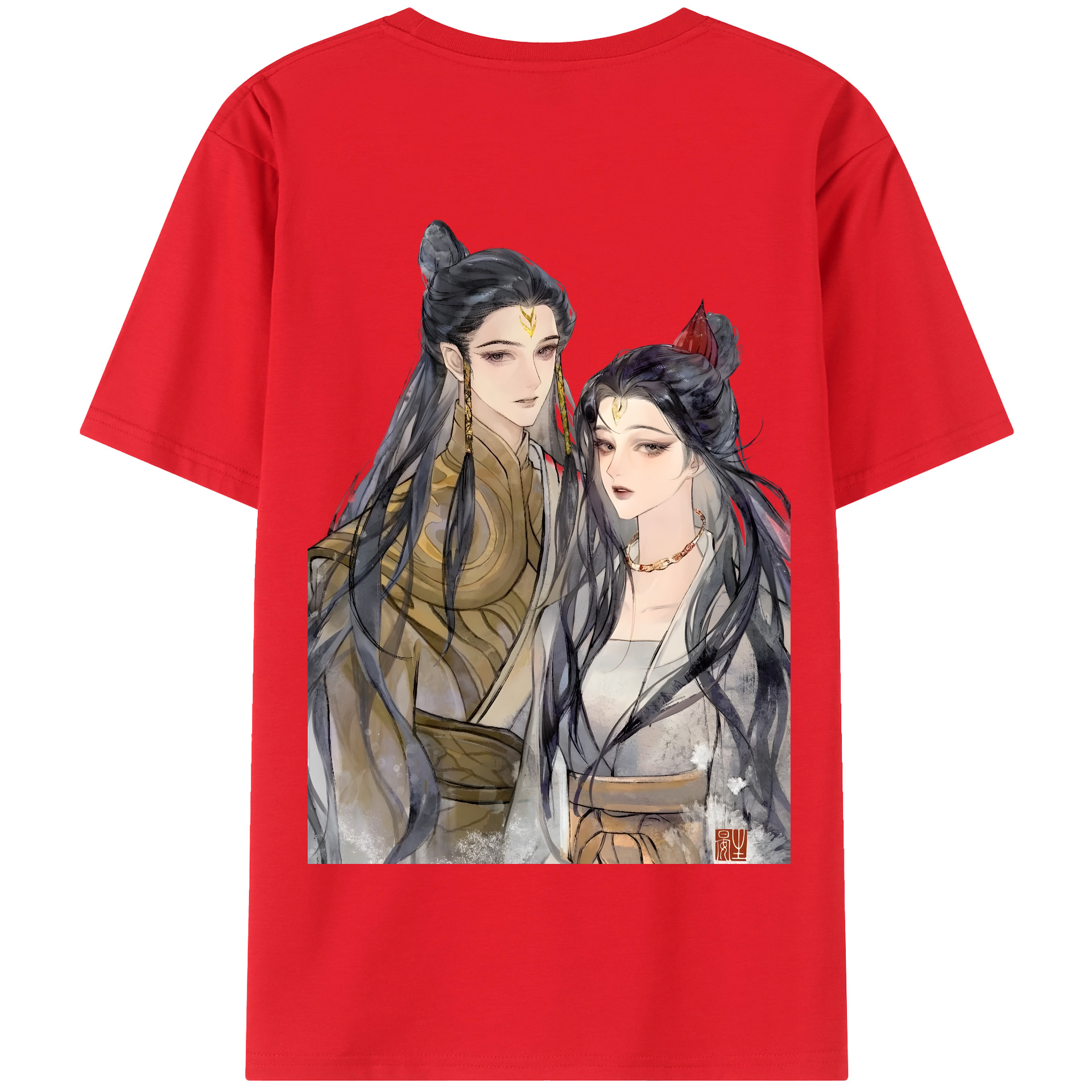 （画像用） Ne Zha 2 ナタ 魔童の大暴れ 綿100％半袖Tシャツ（背面プリント）