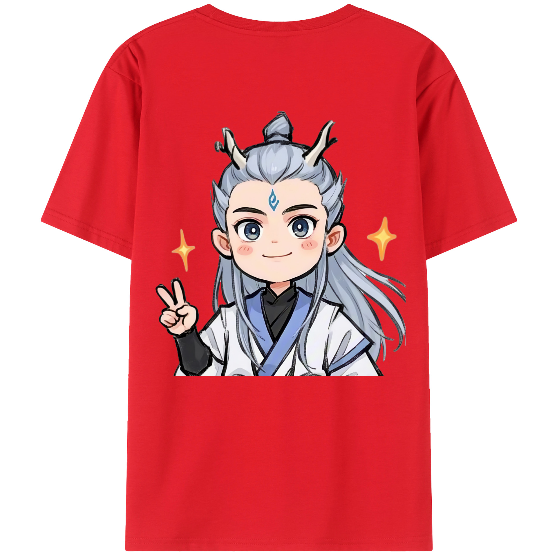 （画像用） Ne Zha 2 ナタ 魔童の大暴れ 綿100％半袖Tシャツ（背面プリント）