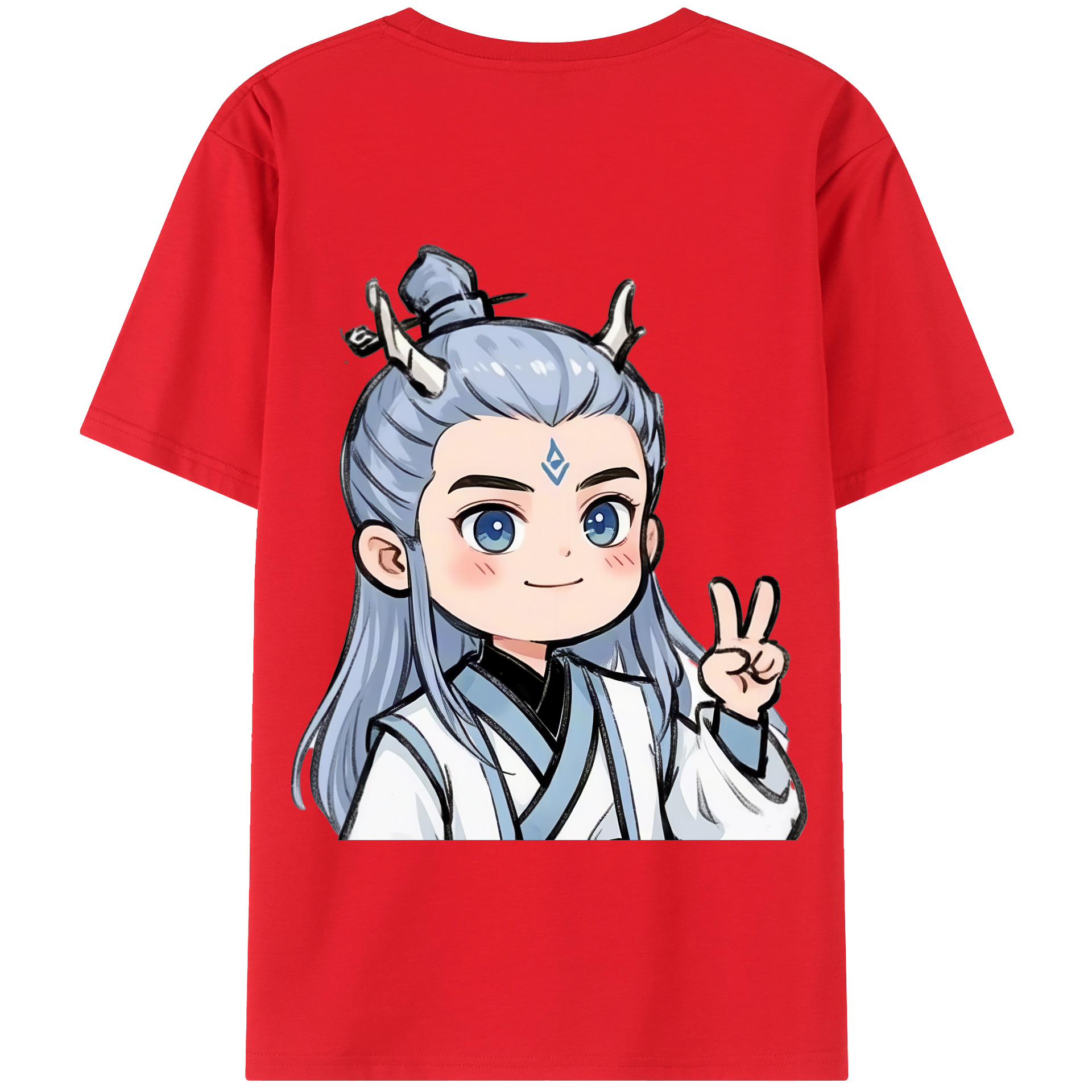 （画像用） Ne Zha 2 ナタ 魔童の大暴れ 綿100％半袖Tシャツ（背面プリント）