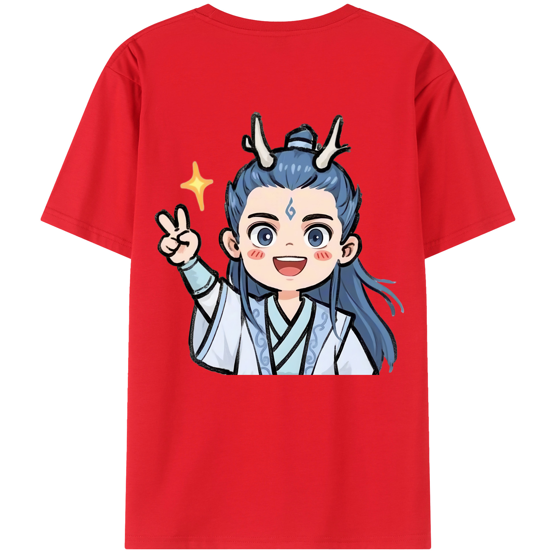 （画像用） Ne Zha 2 ナタ 魔童の大暴れ 綿100％半袖Tシャツ（背面プリント）