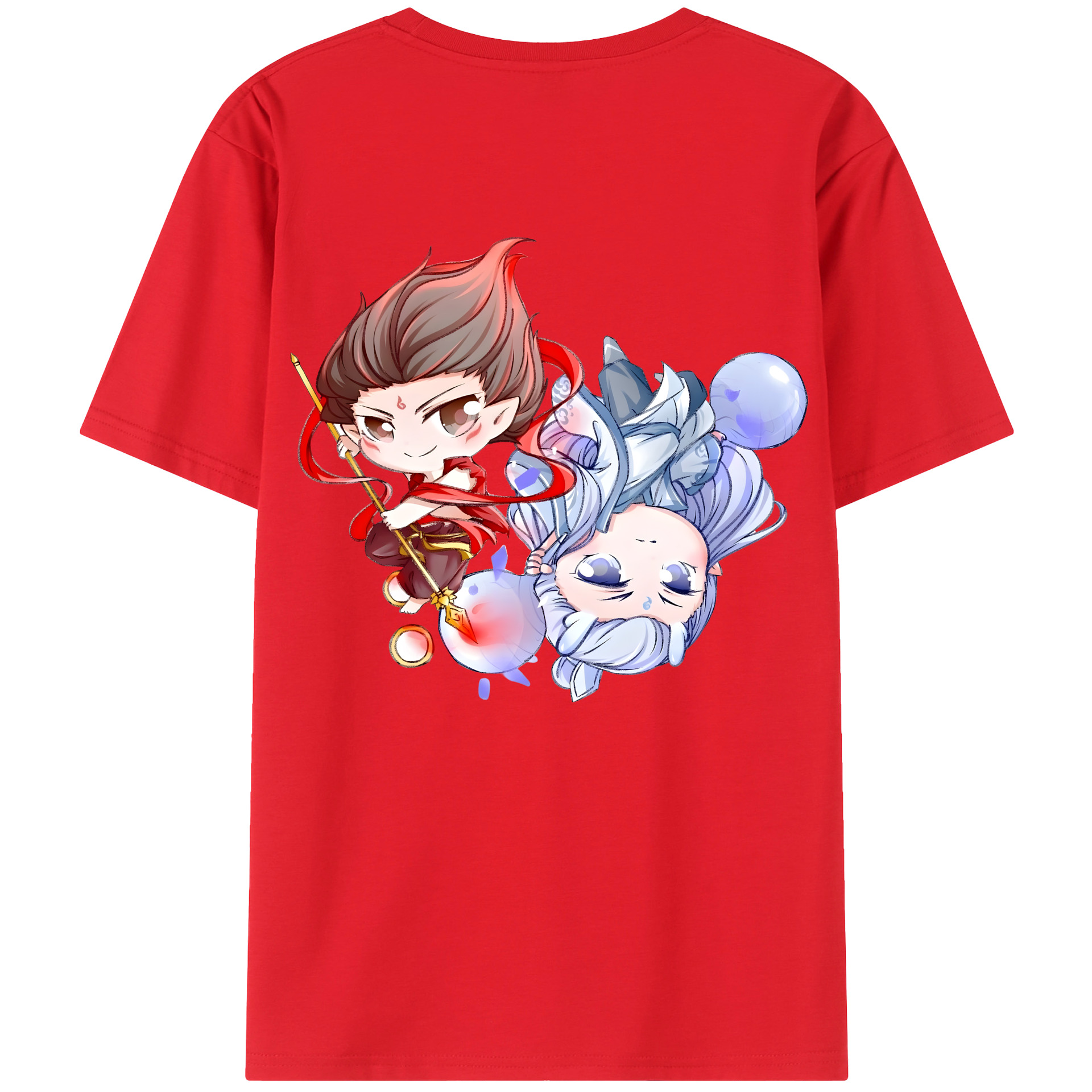 （画像用） Ne Zha 2 ナタ 魔童の大暴れ 綿100％半袖Tシャツ（背面プリント）