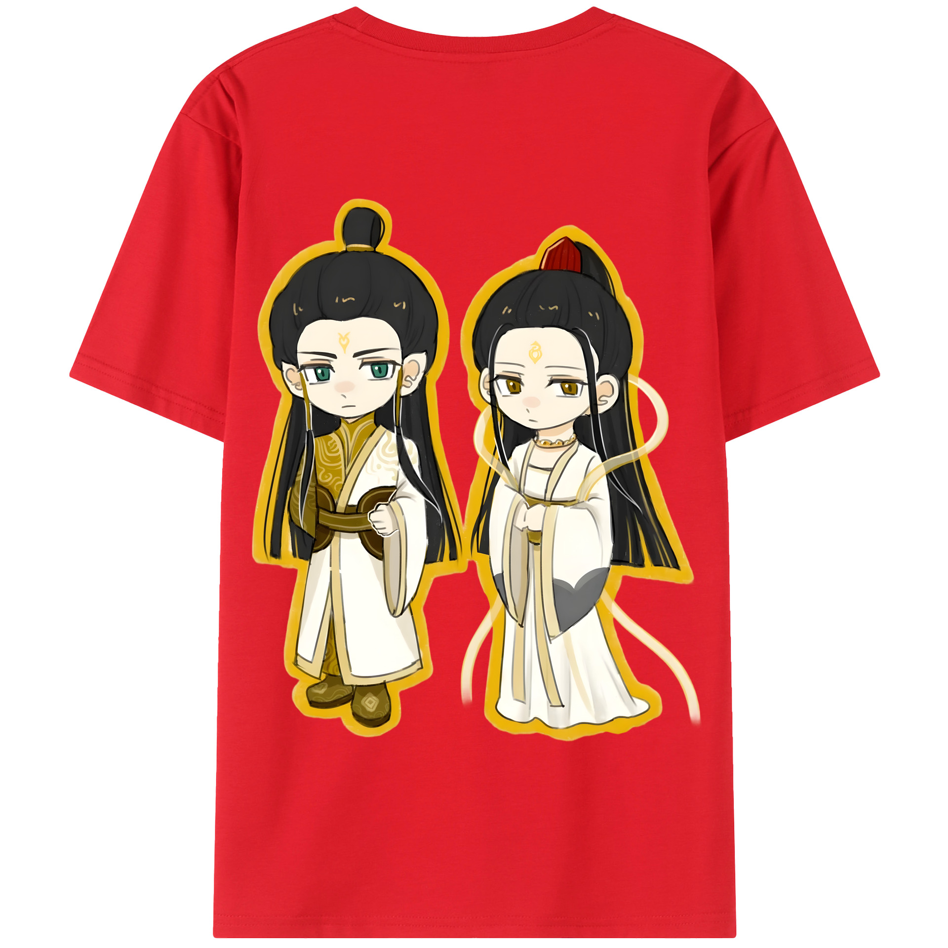 （画像用） Ne Zha 2 ナタ 魔童の大暴れ 綿100％半袖Tシャツ（背面プリント）