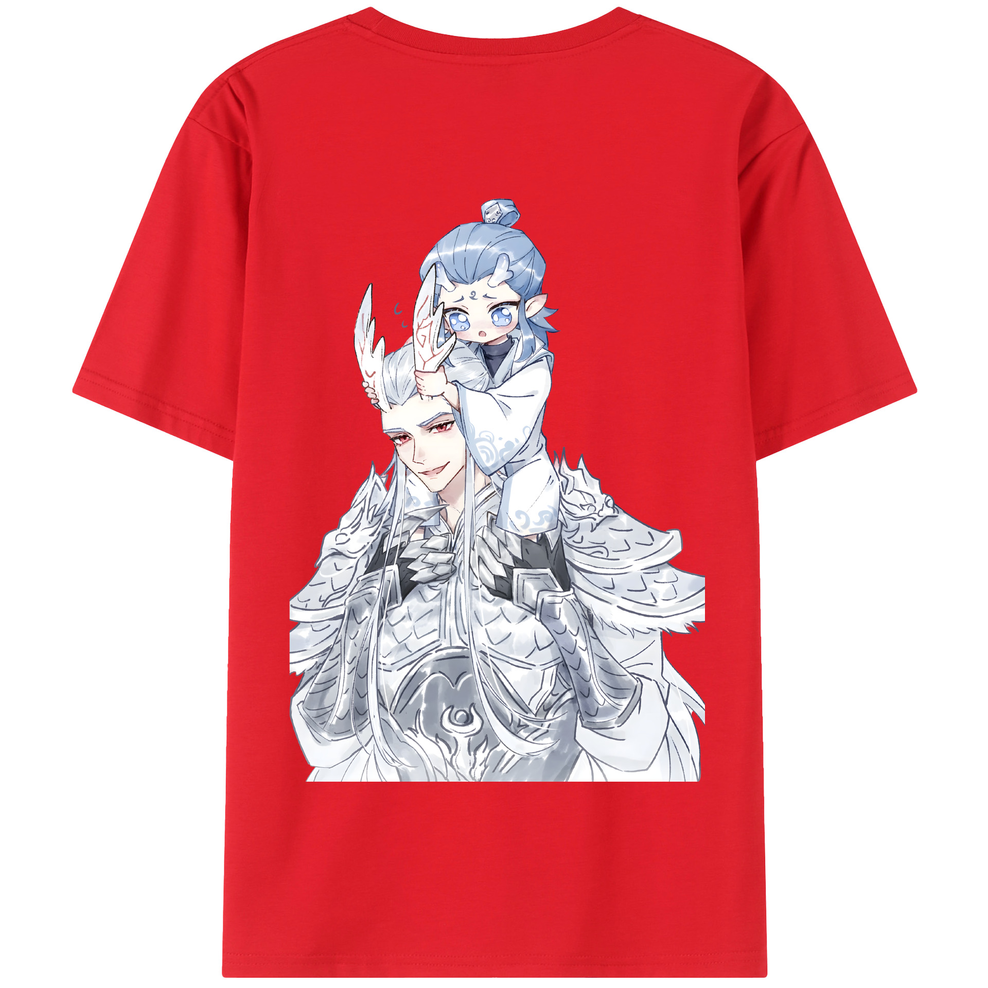 （画像用） Ne Zha 2 ナタ 魔童の大暴れ 綿100％半袖Tシャツ（背面プリント）