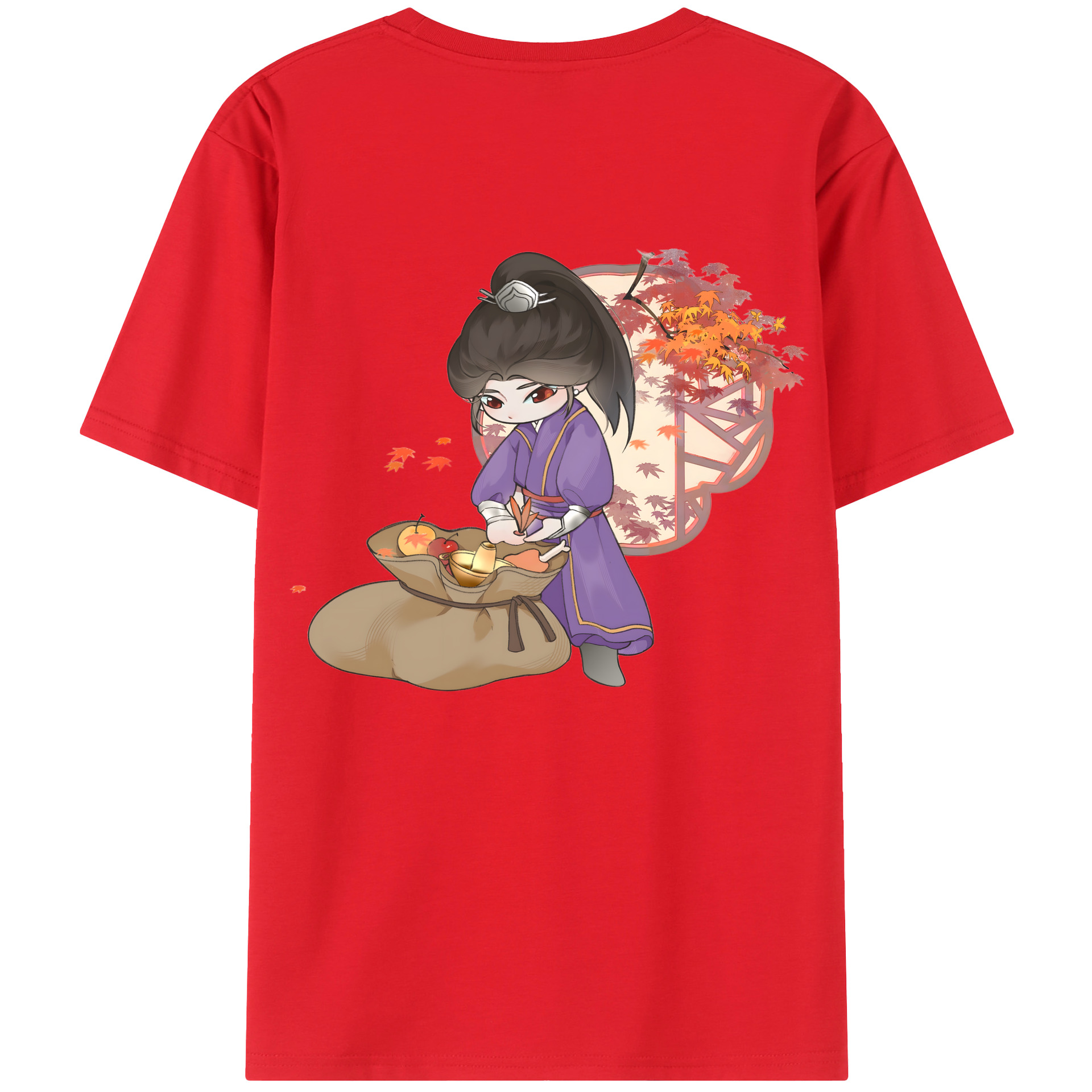 （画像用） Ne Zha 2 ナタ 魔童の大暴れ 綿100％半袖Tシャツ（背面プリント）