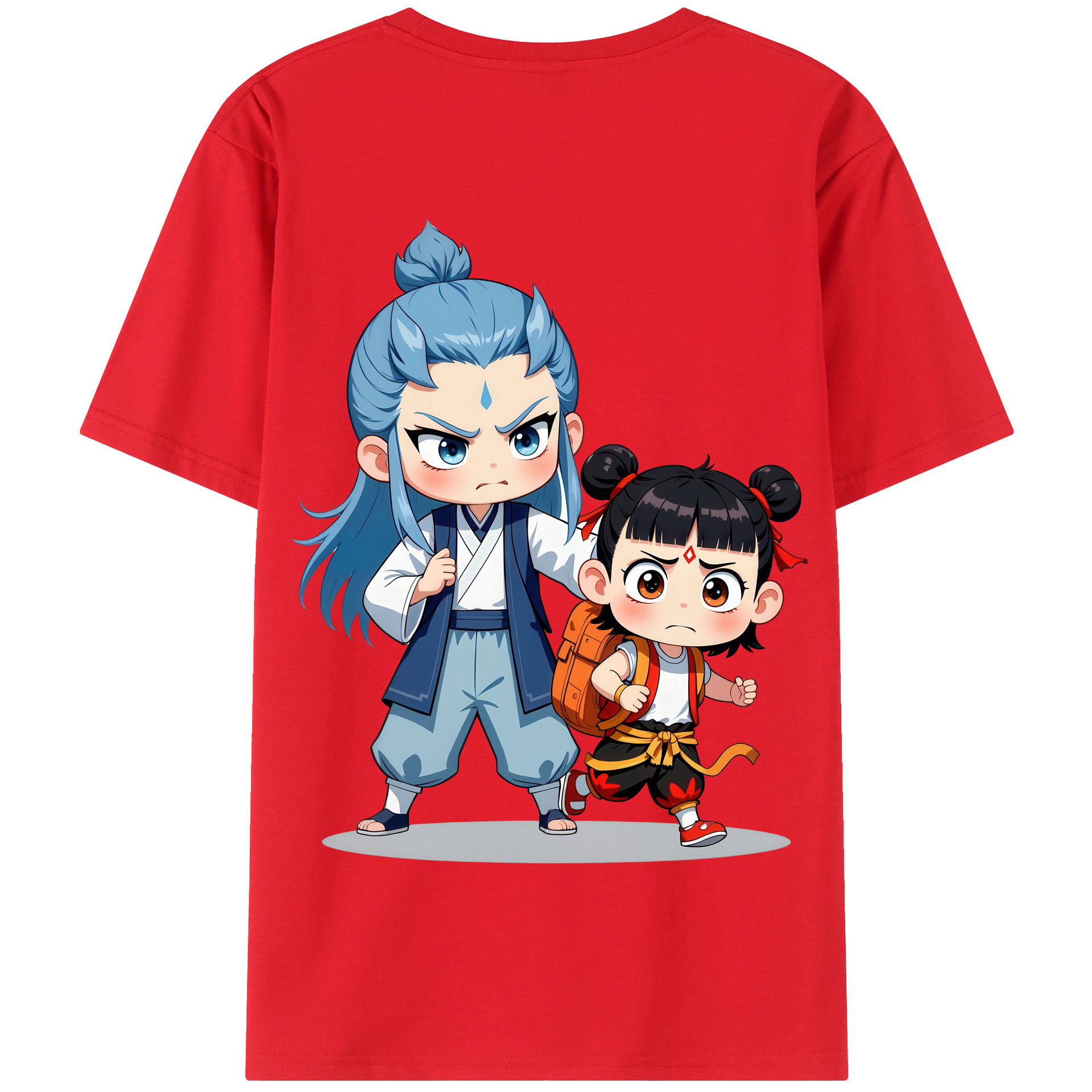 （画像用） Ne Zha 2 ナタ 魔童の大暴れ 綿100％半袖Tシャツ（背面プリント）
