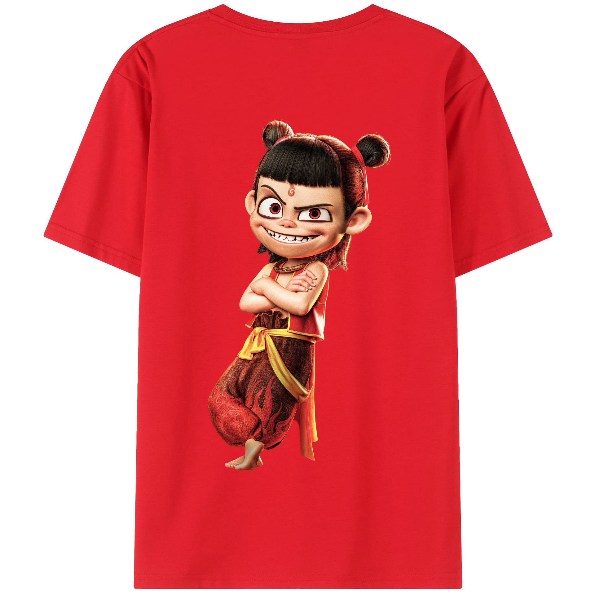 （画像用） Ne Zha 2 ナタ 魔童の大暴れ 綿100％半袖Tシャツ（背面プリント）