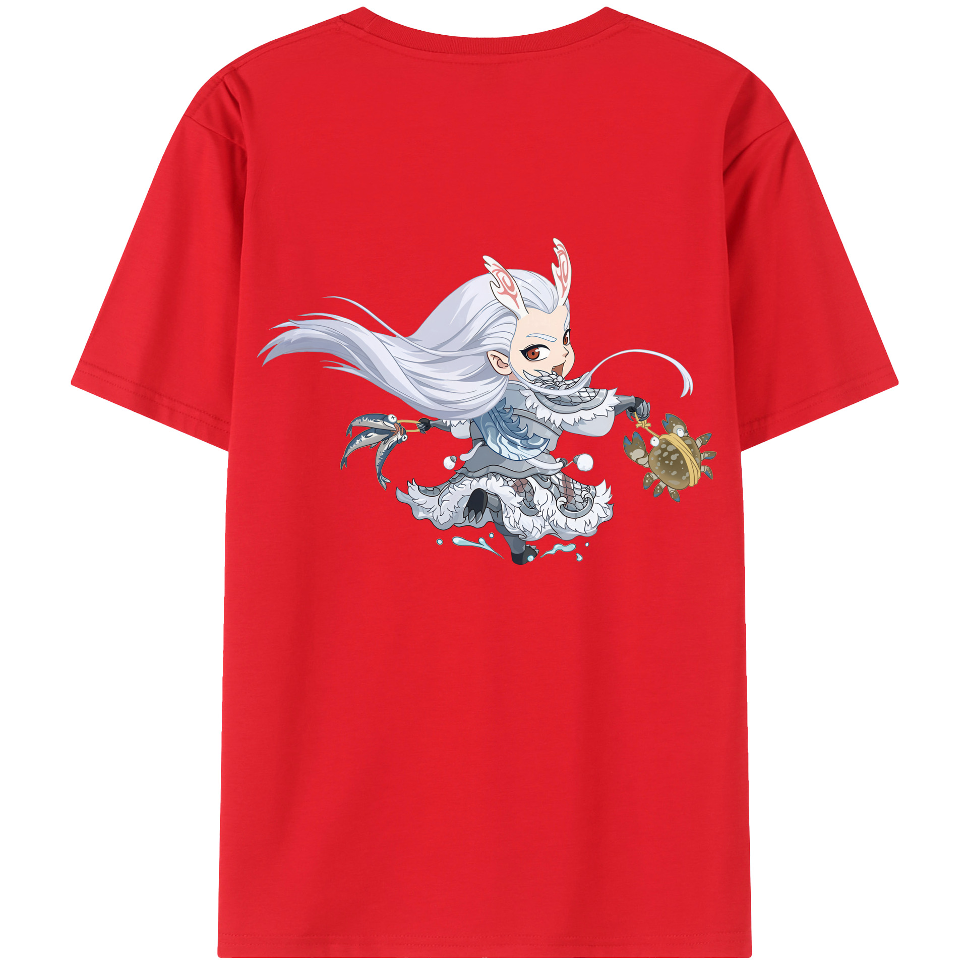 （画像用） Ne Zha 2 ナタ 魔童の大暴れ 綿100％半袖Tシャツ（背面プリント）