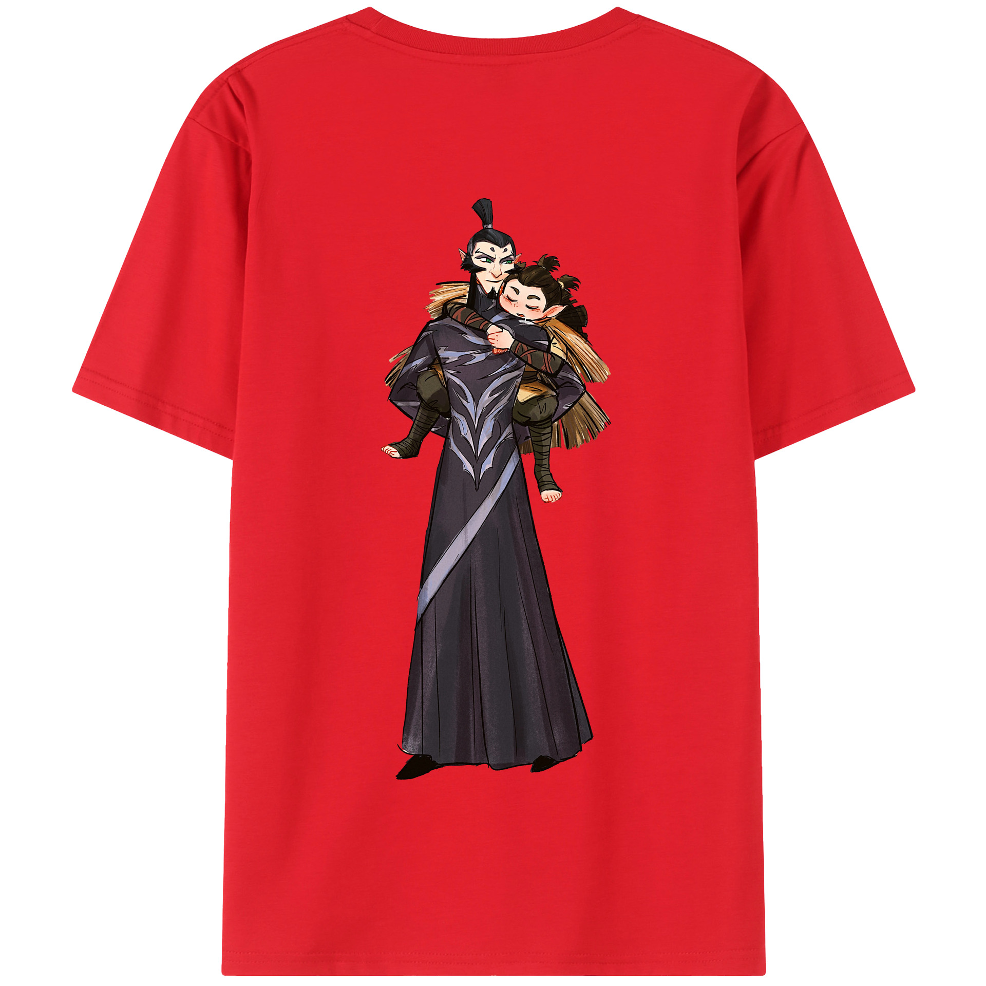 （画像用） Ne Zha 2 ナタ 魔童の大暴れ 綿100％半袖Tシャツ（背面プリント）