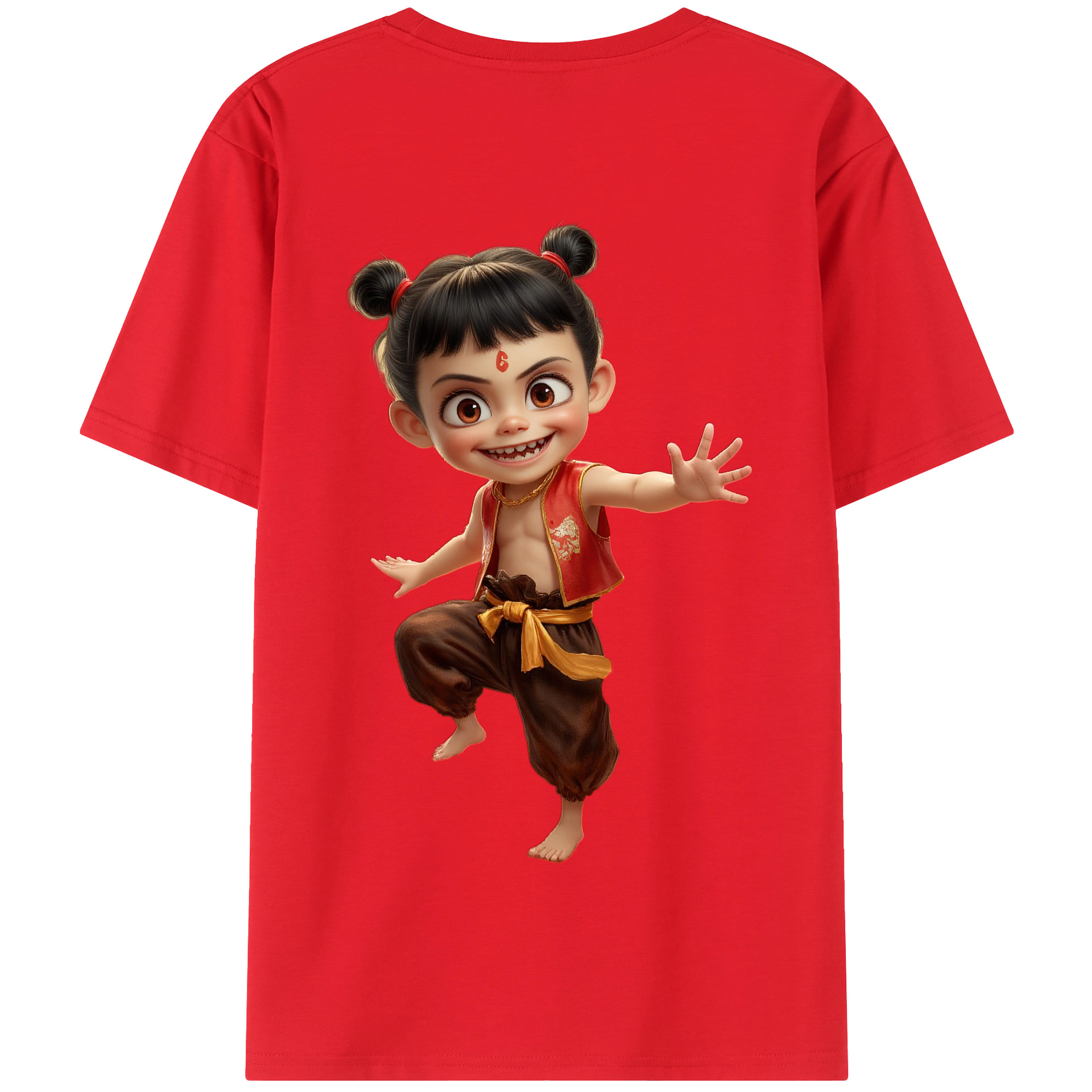 （画像用） Ne Zha 2 ナタ 魔童の大暴れ 綿100％半袖Tシャツ（背面プリント）