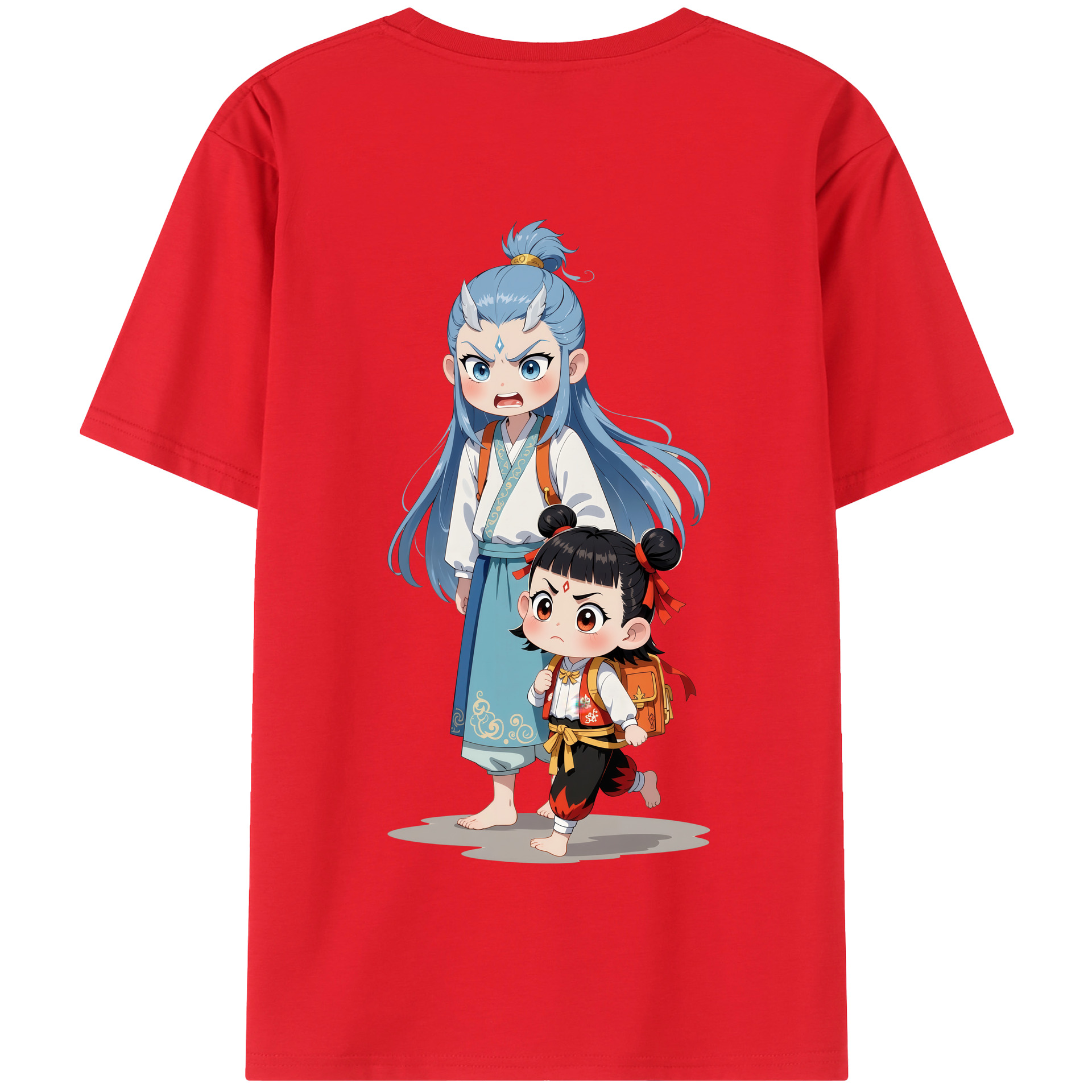 （画像用） Ne Zha 2 ナタ 魔童の大暴れ 綿100％半袖Tシャツ（背面プリント）
