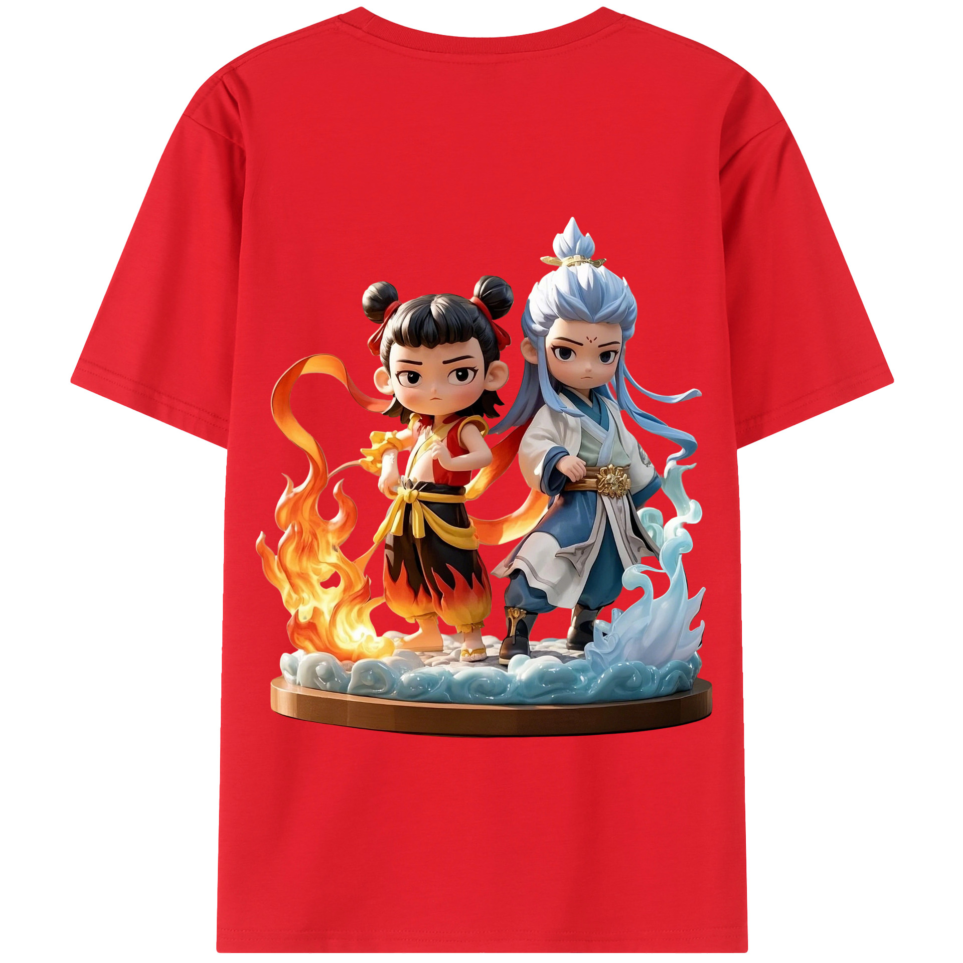 （画像用） Ne Zha 2 ナタ 魔童の大暴れ 綿100％半袖Tシャツ（背面プリント）