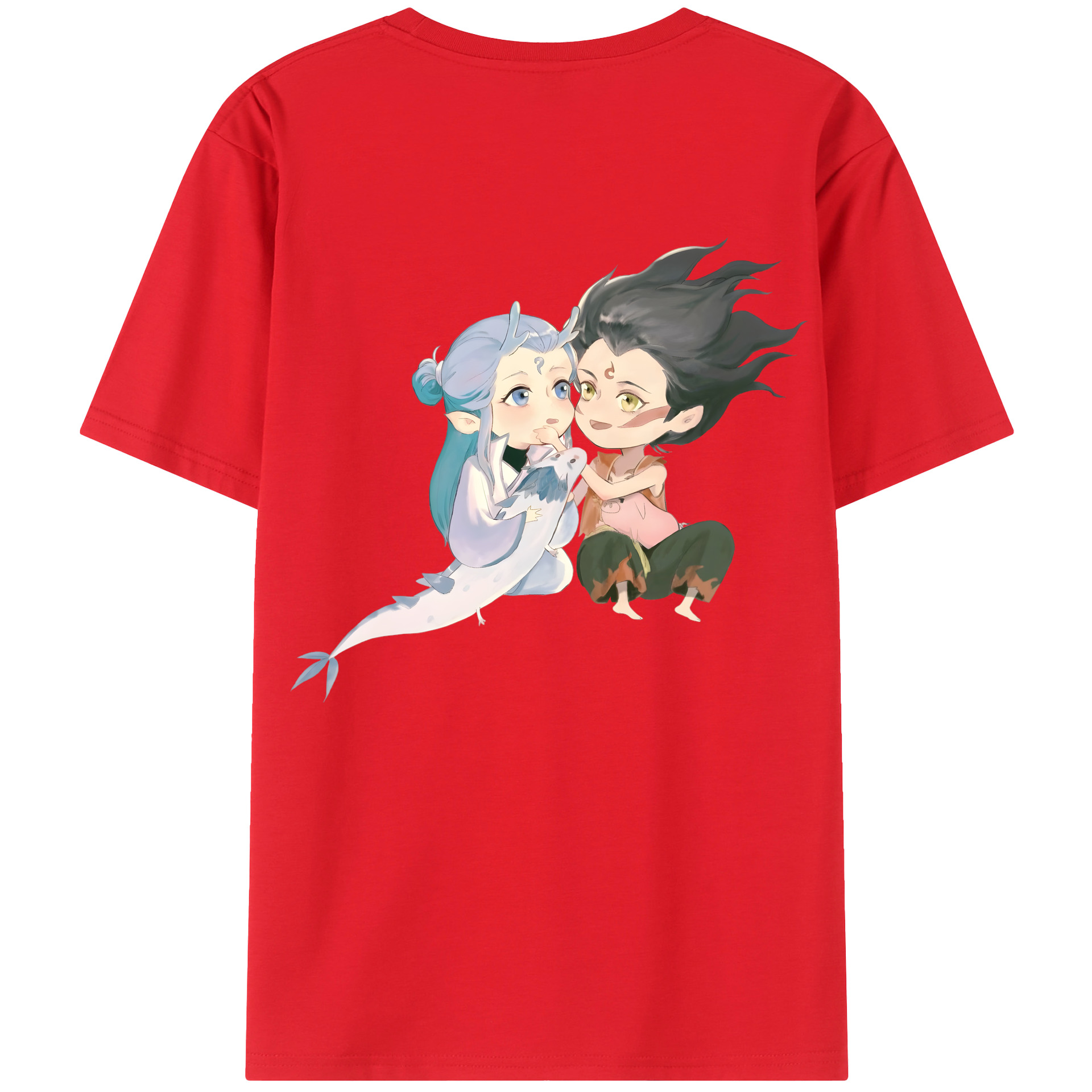 （画像用） Ne Zha 2 ナタ 魔童の大暴れ 綿100％半袖Tシャツ（背面プリント）