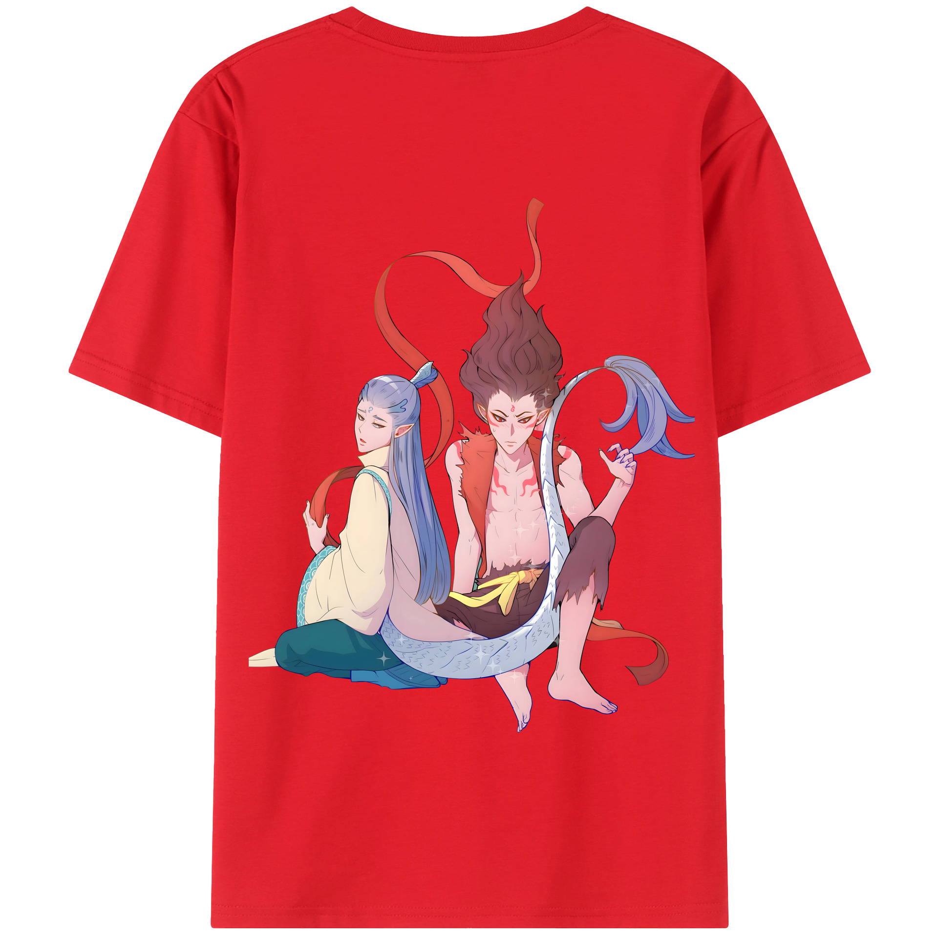 （画像用） Ne Zha 2 ナタ 魔童の大暴れ 綿100％半袖Tシャツ（背面プリント）