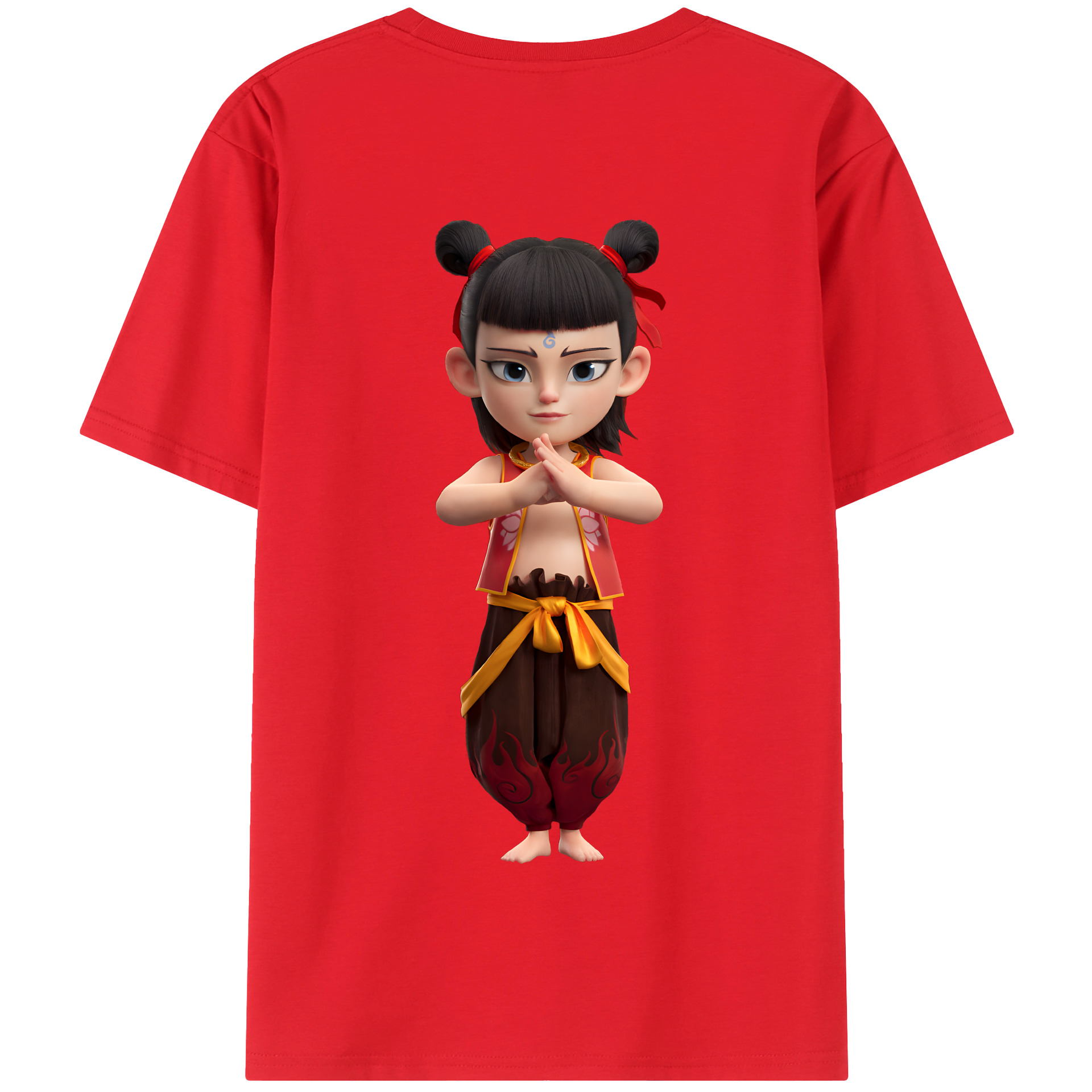 （画像用） Ne Zha 2 ナタ 魔童の大暴れ 綿100％半袖Tシャツ（背面プリント）