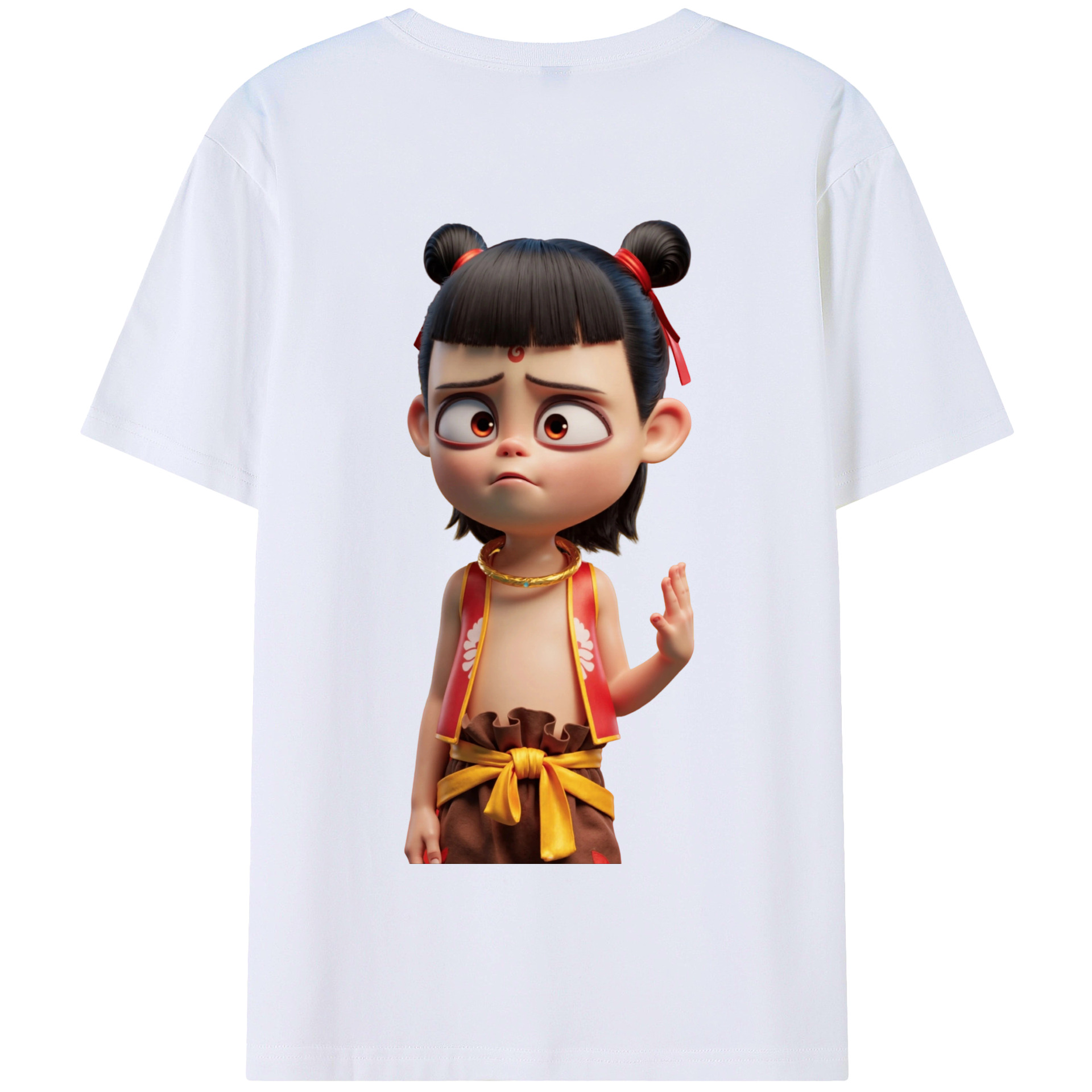 （画像用） Ne Zha 2 ナタ 魔童の大暴れ 綿100％半袖Tシャツ（背面プリント）