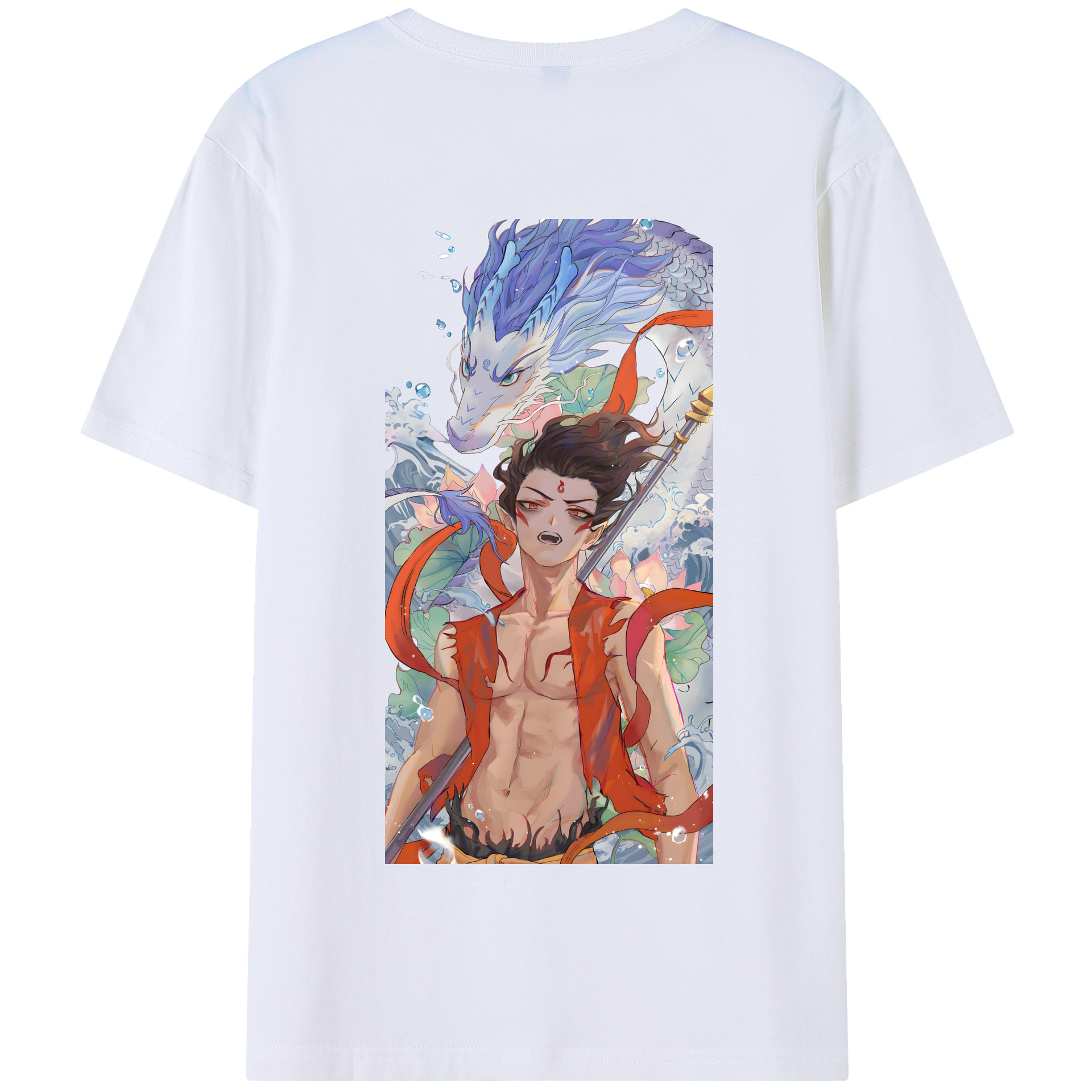 （画像用） Ne Zha 2 ナタ 魔童の大暴れ 綿100％半袖Tシャツ（背面プリント）
