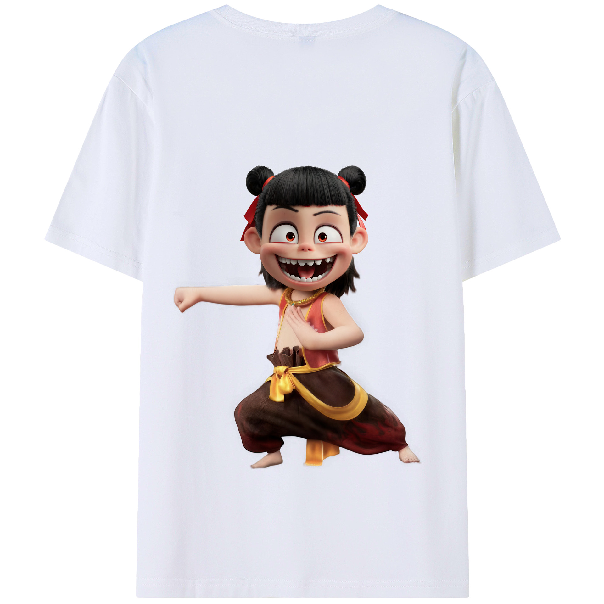 （画像用） Ne Zha 2 ナタ 魔童の大暴れ 綿100％半袖Tシャツ（背面プリント）