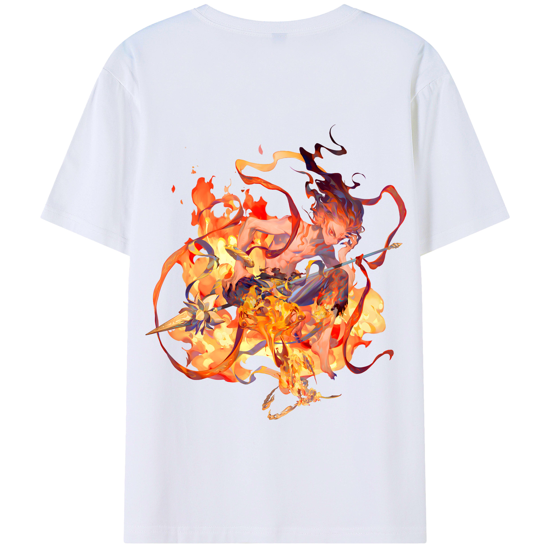 （画像用） Ne Zha 2 ナタ 魔童の大暴れ 綿100％半袖Tシャツ（背面プリント）