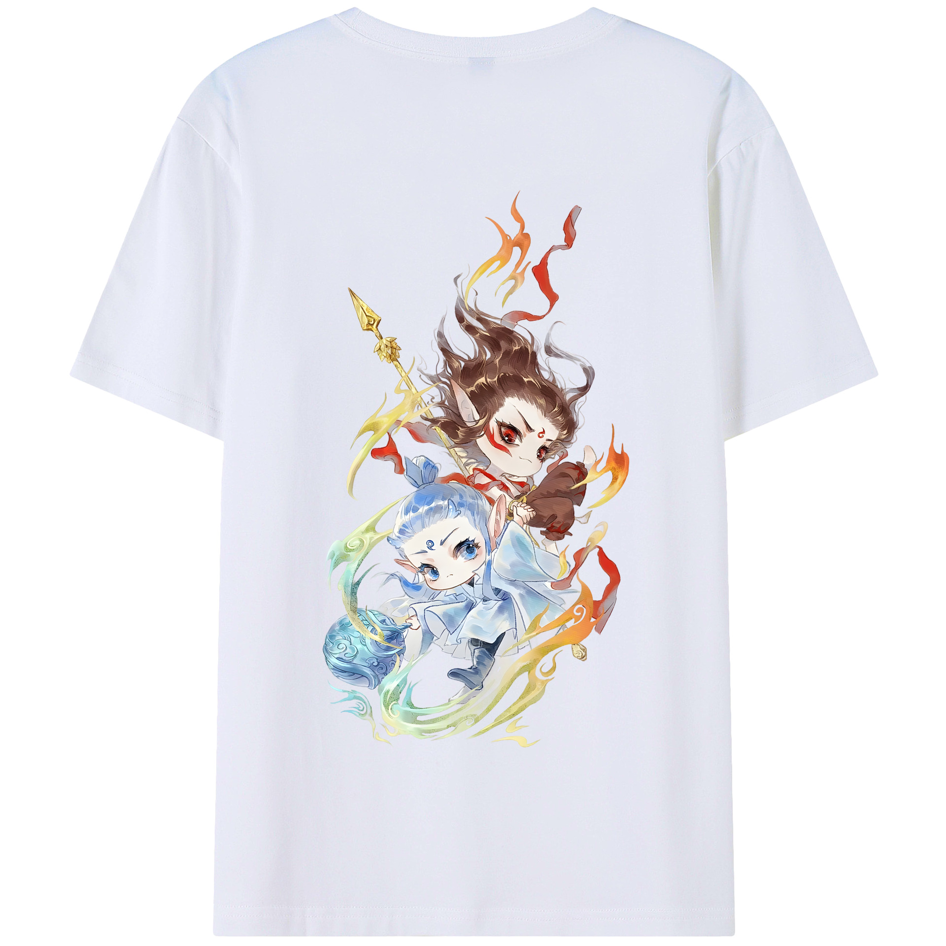 （画像用） Ne Zha 2 ナタ 魔童の大暴れ 綿100％半袖Tシャツ（背面プリント）