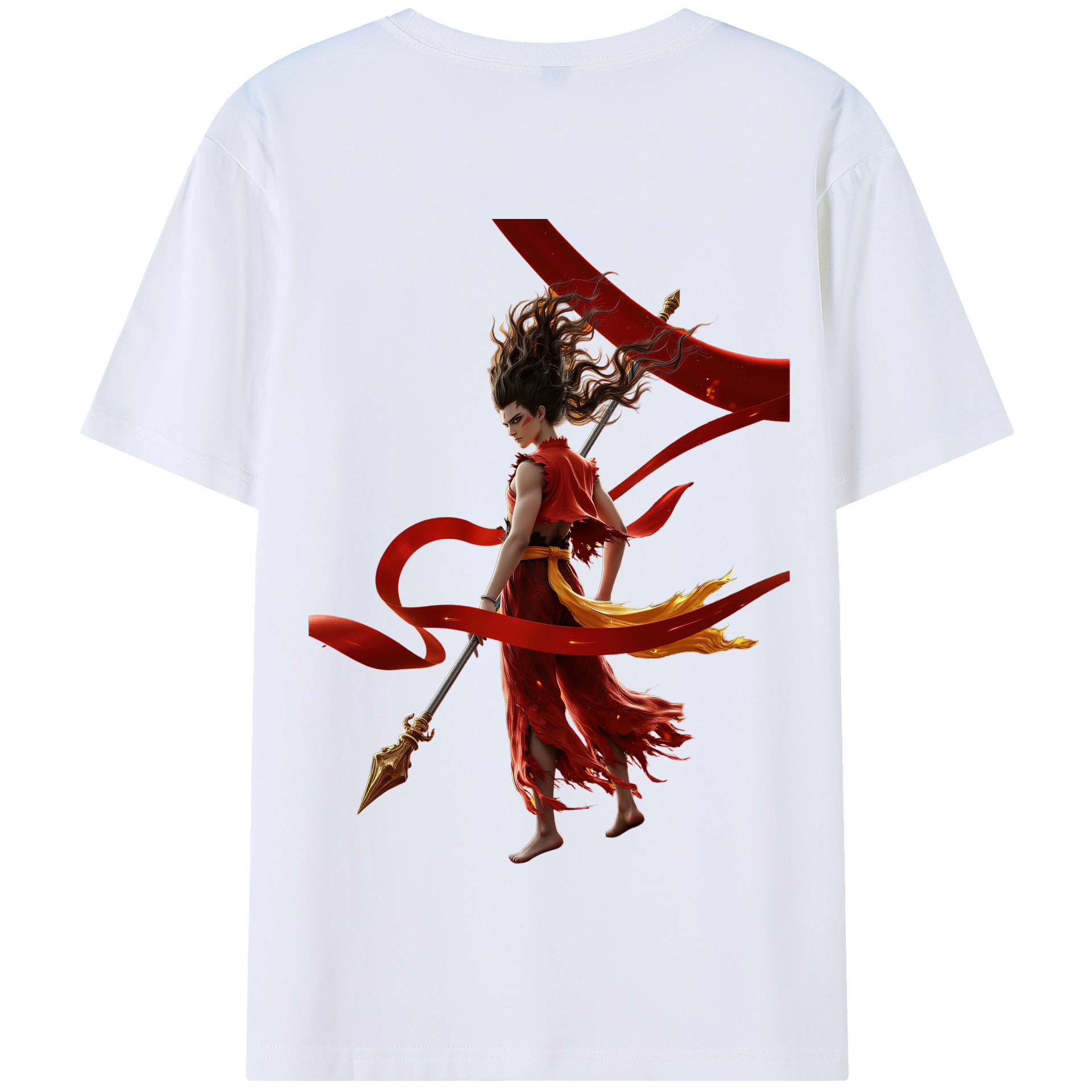 （画像用） Ne Zha 2 ナタ 魔童の大暴れ 綿100％半袖Tシャツ（背面プリント）