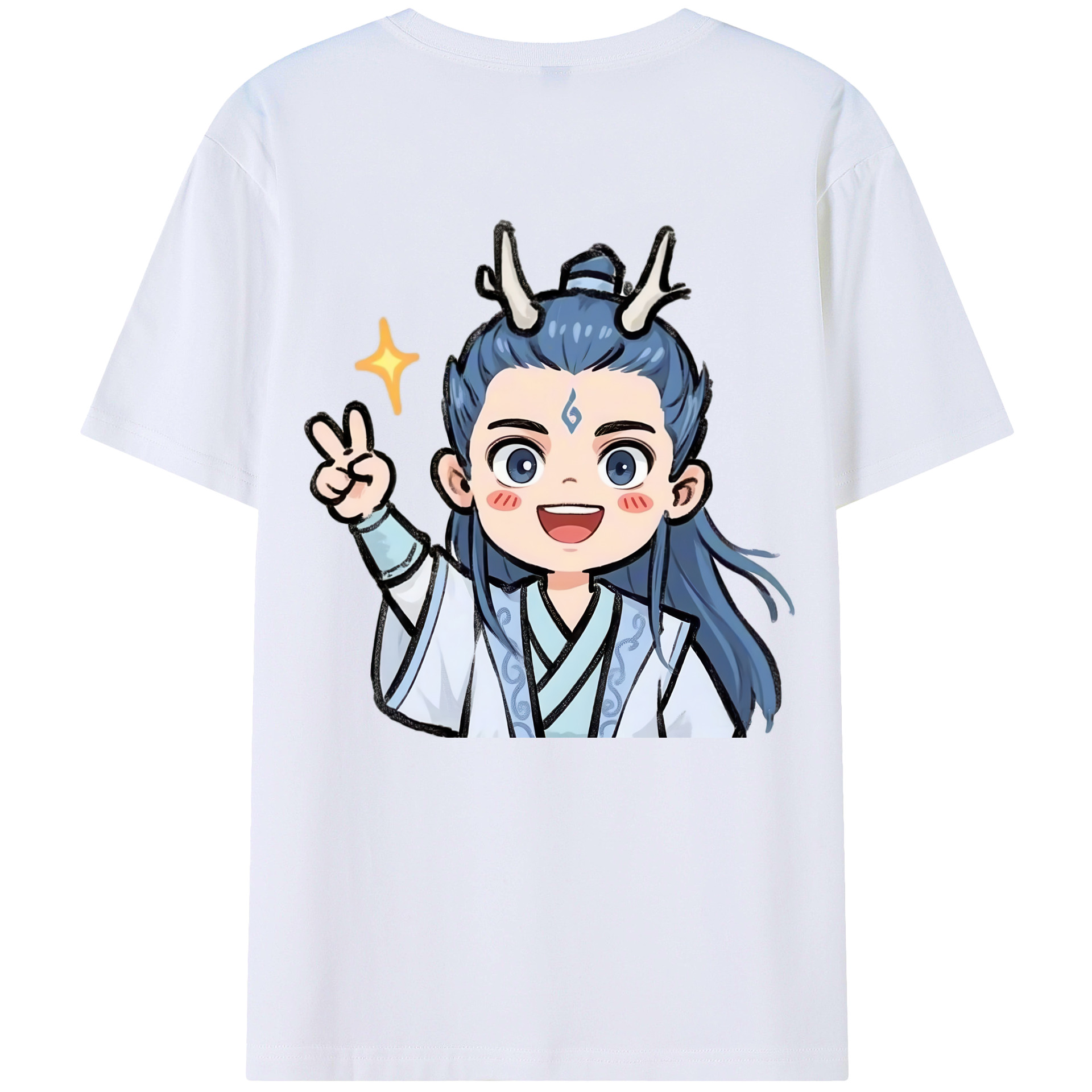 （画像用） Ne Zha 2 ナタ 魔童の大暴れ 綿100％半袖Tシャツ（背面プリント）