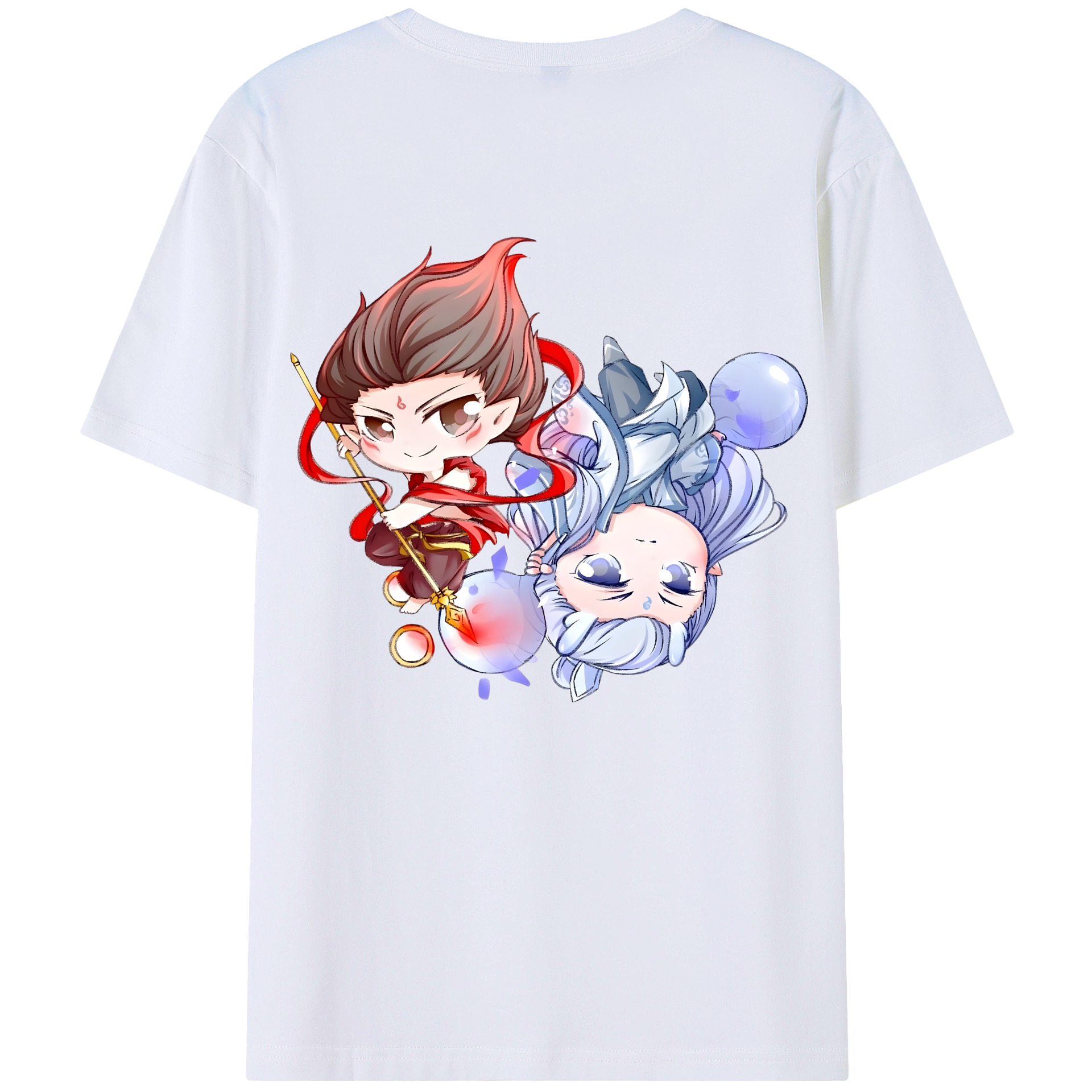（画像用） Ne Zha 2 ナタ 魔童の大暴れ 綿100％半袖Tシャツ（背面プリント）