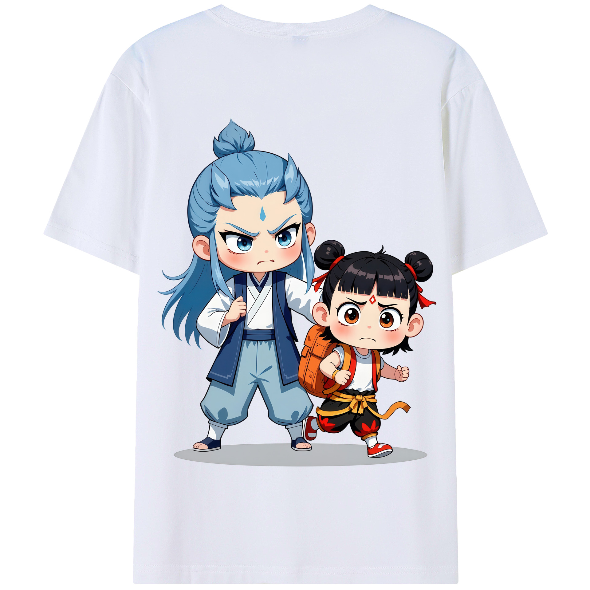 （画像用） Ne Zha 2 ナタ 魔童の大暴れ 綿100％半袖Tシャツ（背面プリント）