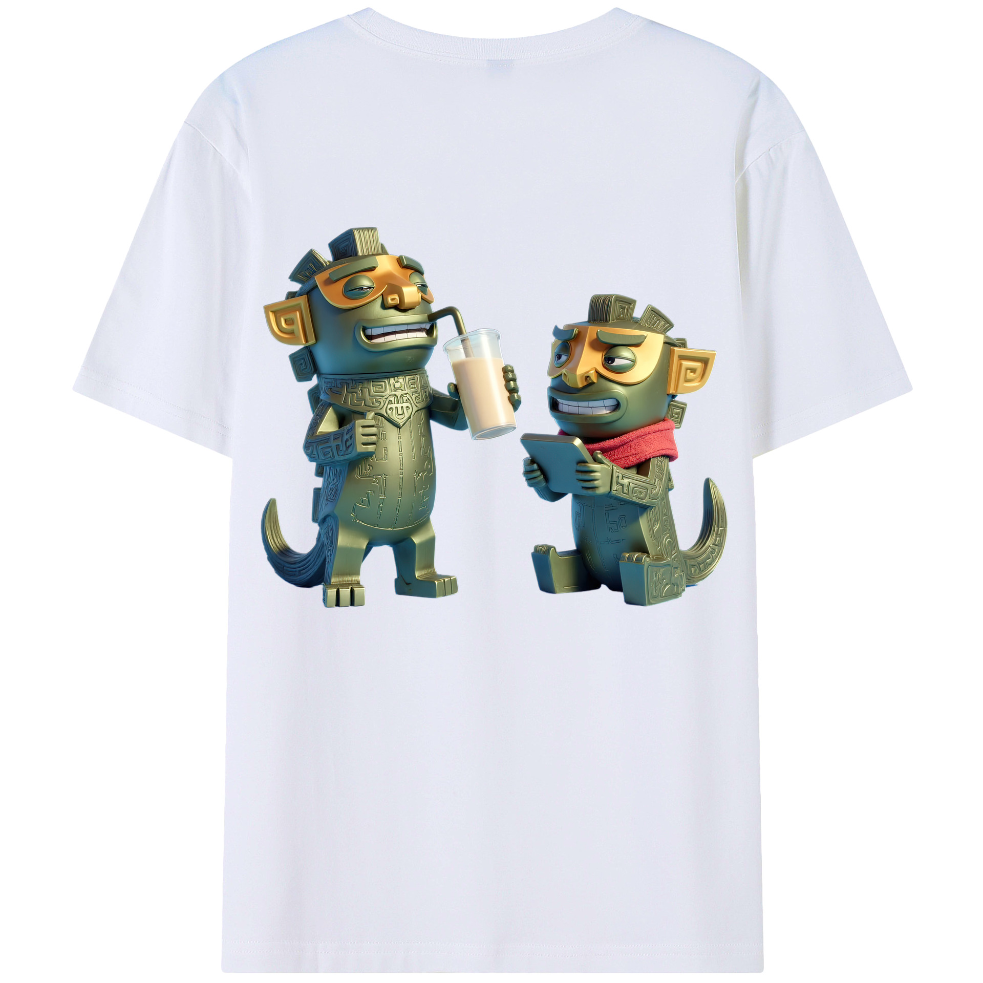 （画像用） Ne Zha 2 ナタ 魔童の大暴れ 綿100％半袖Tシャツ（背面プリント）