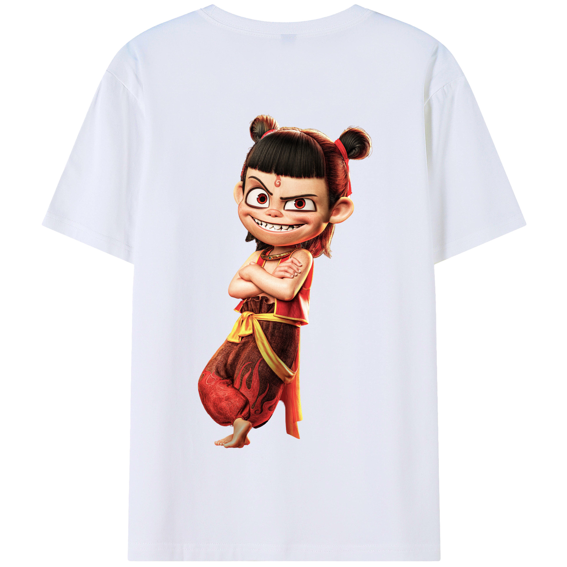 （画像用） Ne Zha 2 ナタ 魔童の大暴れ 綿100％半袖Tシャツ（背面プリント）
