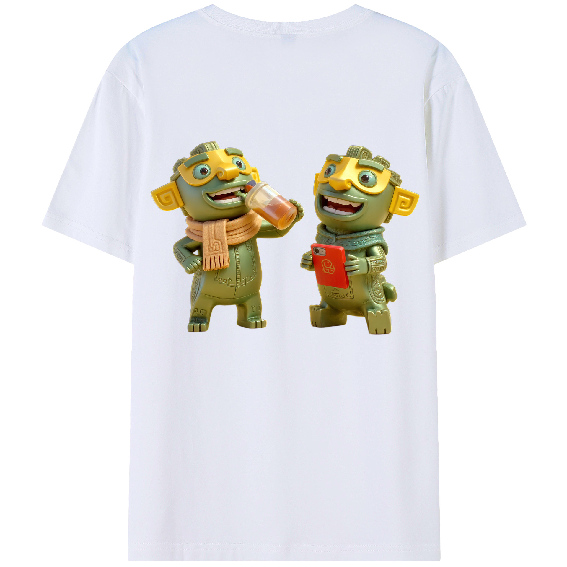 （画像用） Ne Zha 2 ナタ 魔童の大暴れ 綿100％半袖Tシャツ（背面プリント）