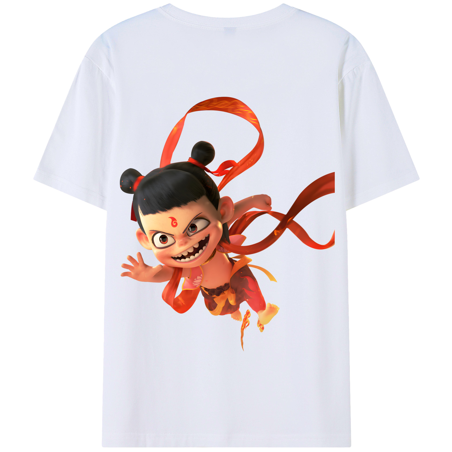 （画像用） Ne Zha 2 ナタ 魔童の大暴れ 綿100％半袖Tシャツ（背面プリント）