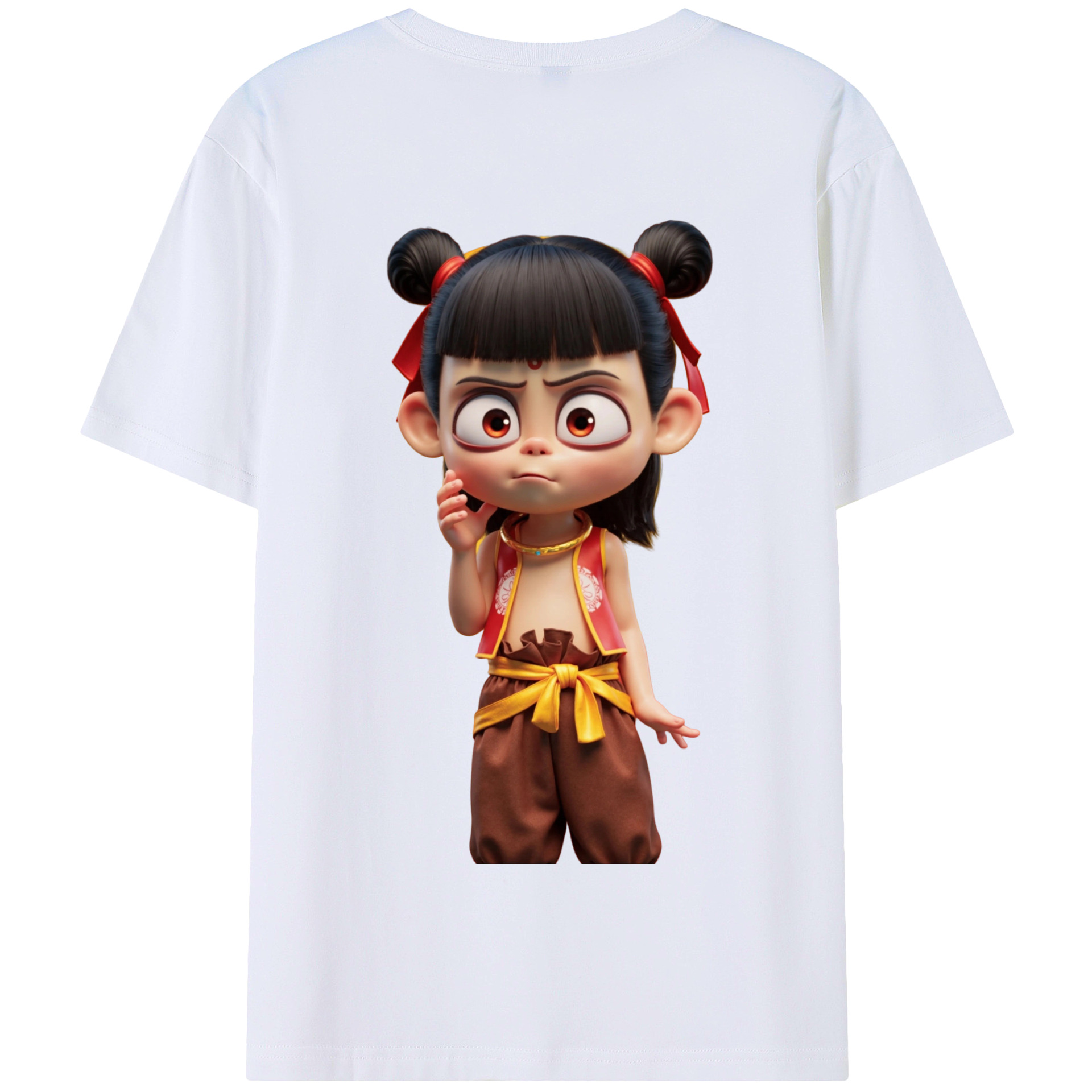 （画像用） Ne Zha 2 ナタ 魔童の大暴れ 綿100％半袖Tシャツ（背面プリント）