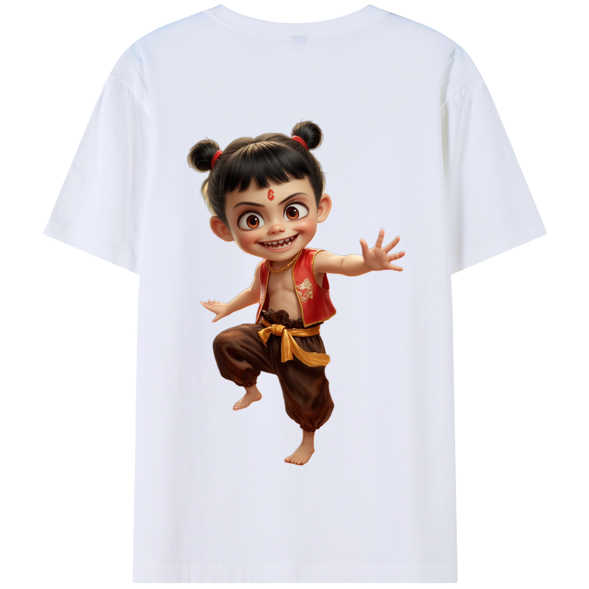 （画像用） Ne Zha 2 ナタ 魔童の大暴れ 綿100％半袖Tシャツ（背面プリント）