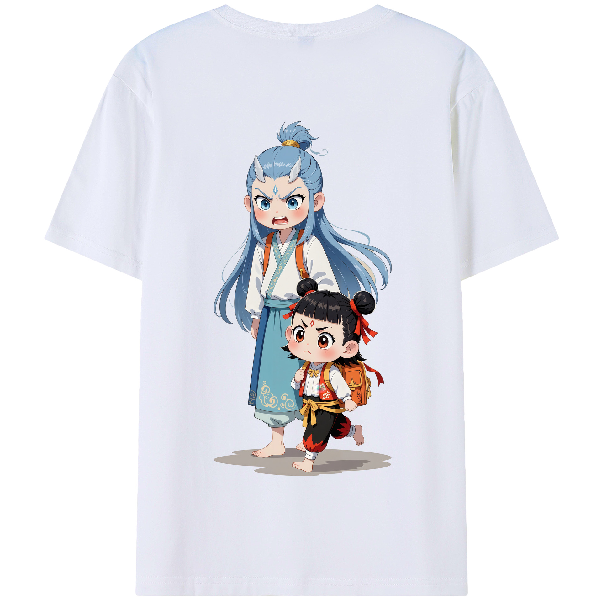 （画像用） Ne Zha 2 ナタ 魔童の大暴れ 綿100％半袖Tシャツ（背面プリント）